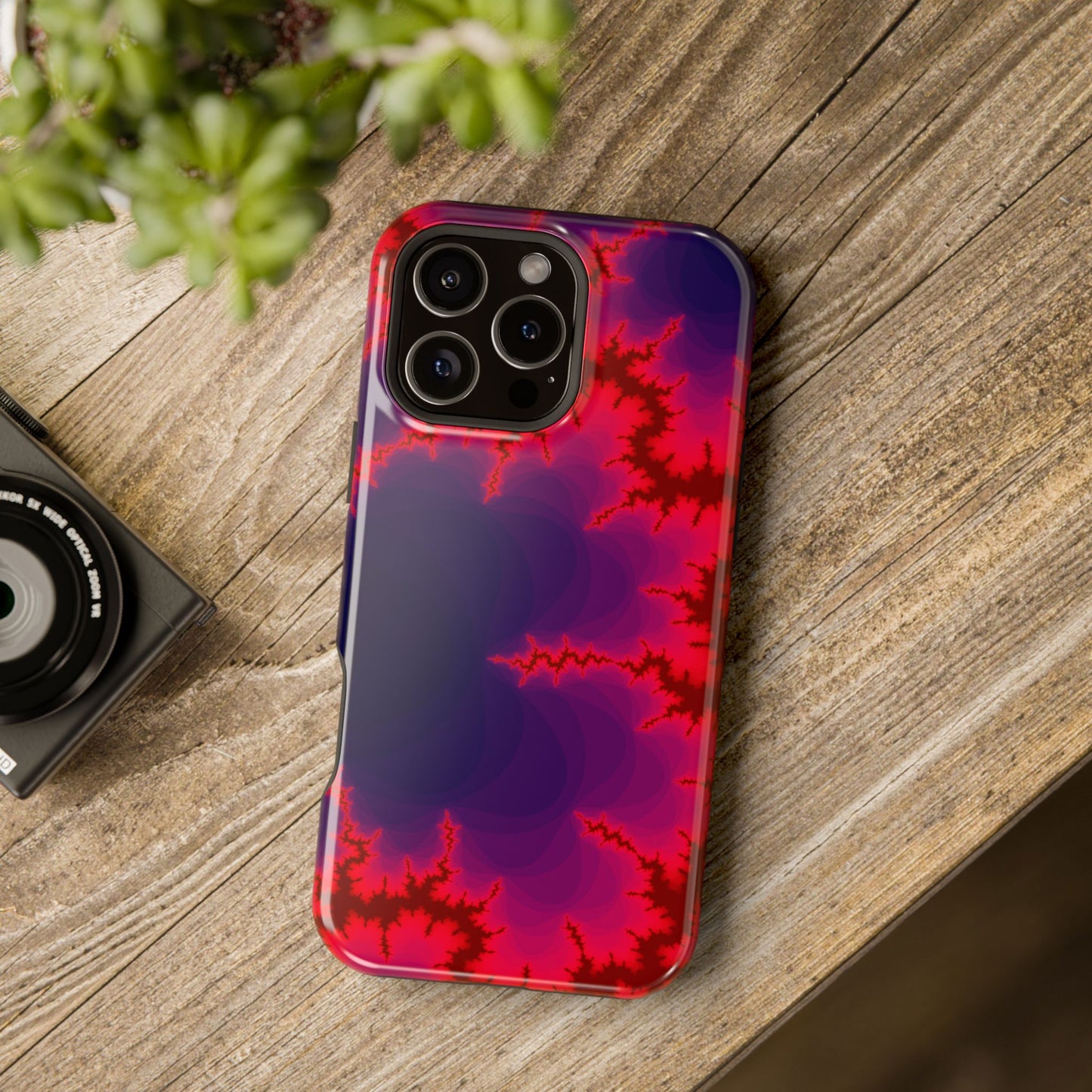 Neon Fractal Lightning Phone Case – MagSafe Compatible for iPhone & Samsung Galaxy