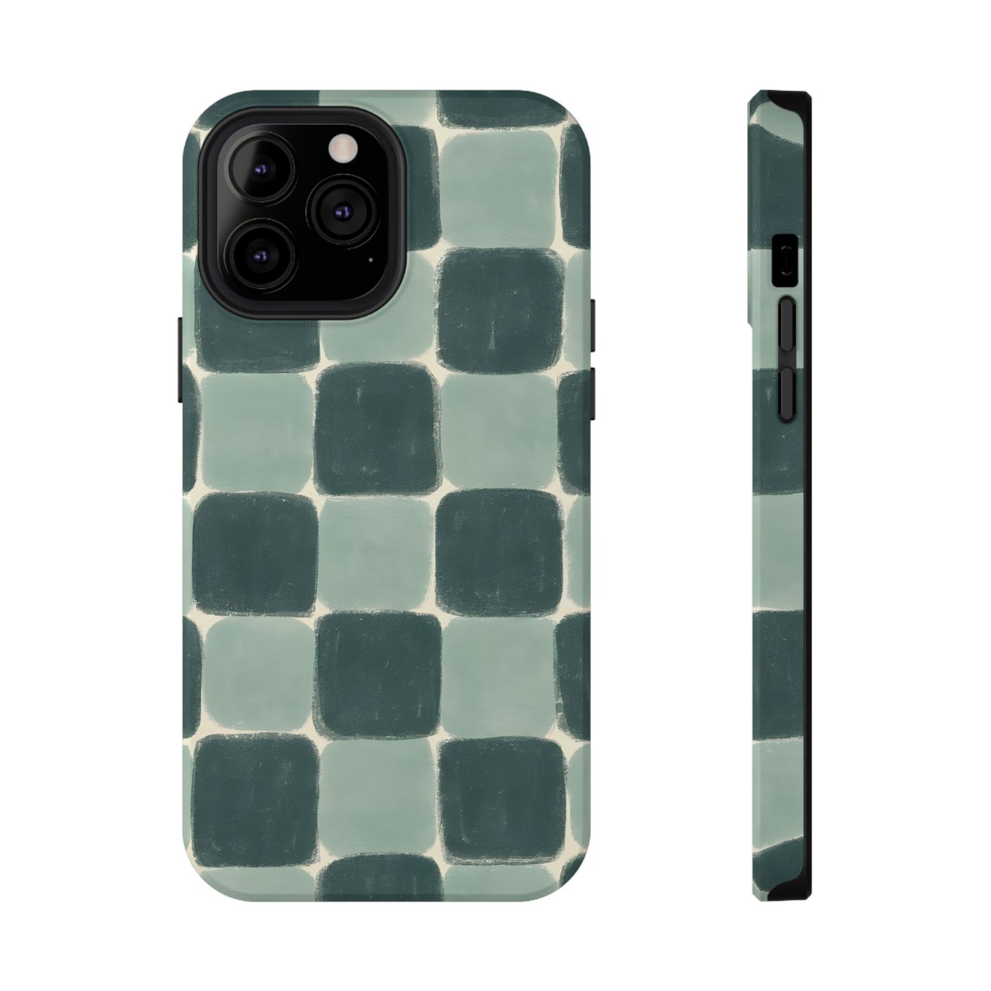 Green Checkerboard Retro Phone Case – MagSafe Compatible for iPhone & Samsung Galaxy