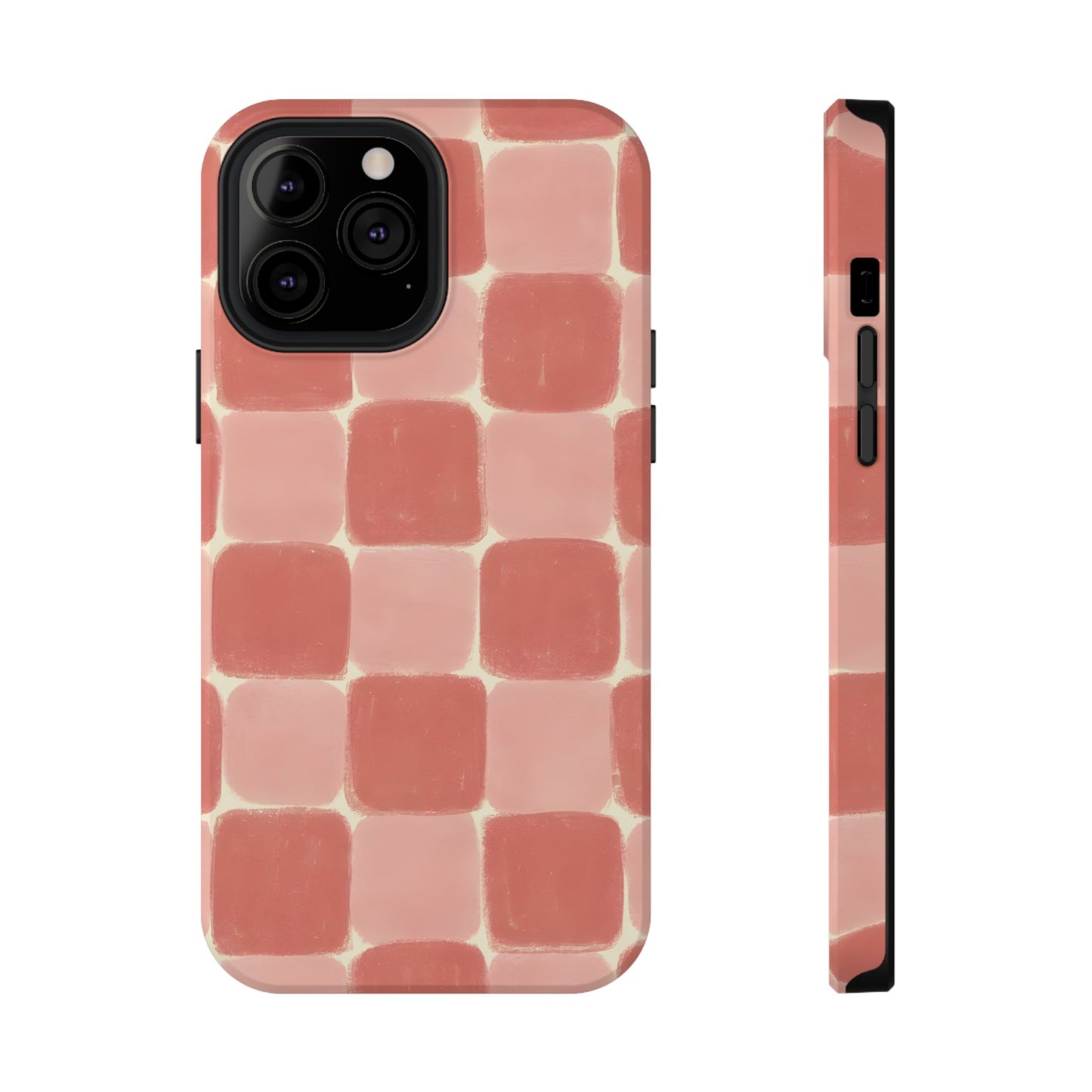 Blush Pink Checkerboard Phone Case – MagSafe Compatible for iPhone & Samsung Galaxy