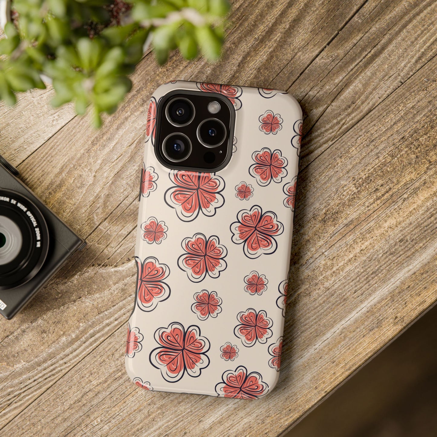 Whimsical Clover Bloom Phone Case – MagSafe Compatible for iPhone & Samsung Galaxy