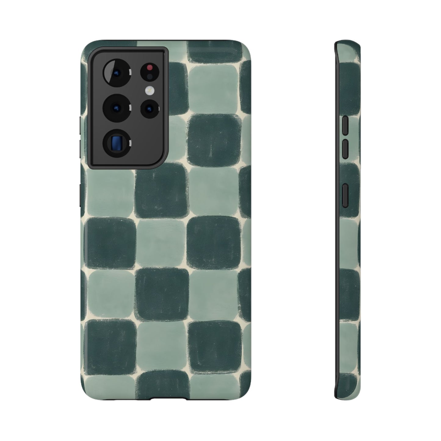 Green Checkerboard Retro Phone Case – MagSafe Compatible for iPhone & Samsung Galaxy
