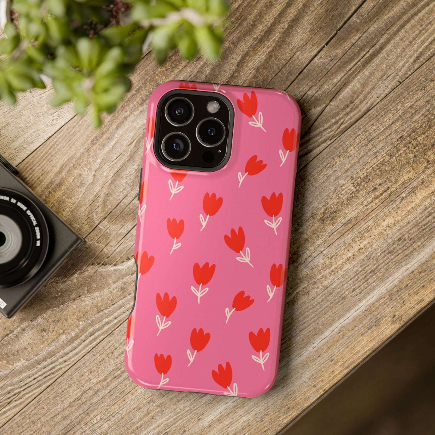 Red Tulip Bloom Phone Case – MagSafe Compatible for iPhone & Samsung Galaxy