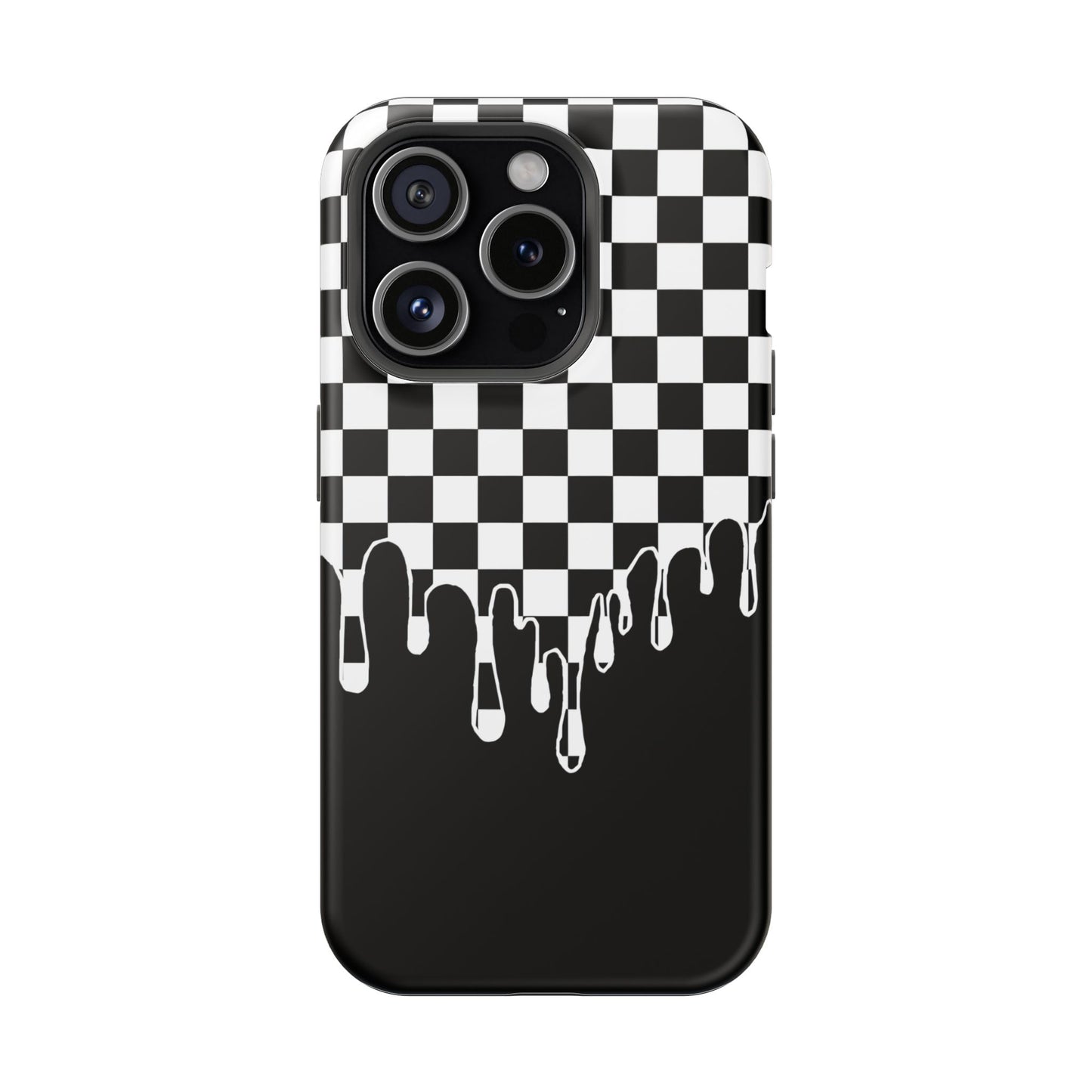 Dripping Checkerboard Phone Case – MagSafe Compatible for iPhone & Samsung Galaxy