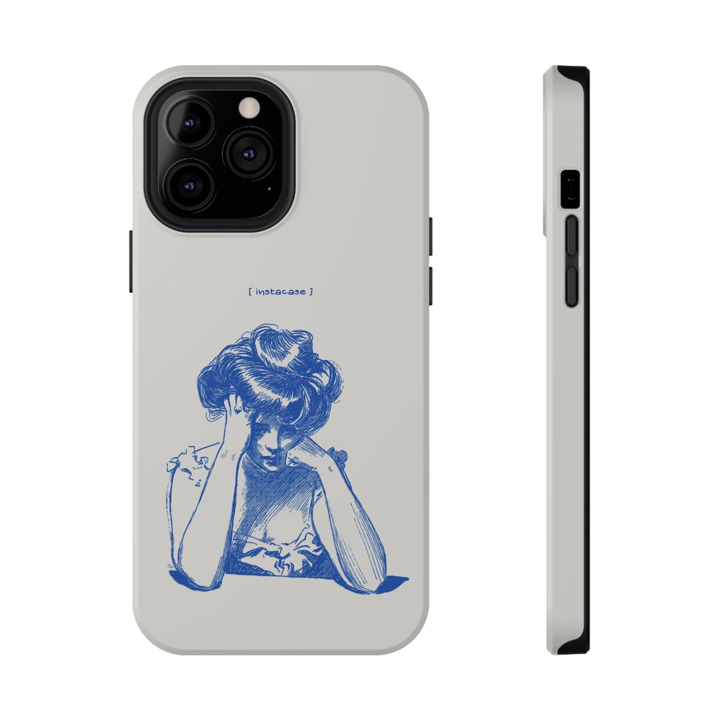 Melancholy Muse Line Art Phone Case – MagSafe Compatible for iPhone & Samsung Galaxy