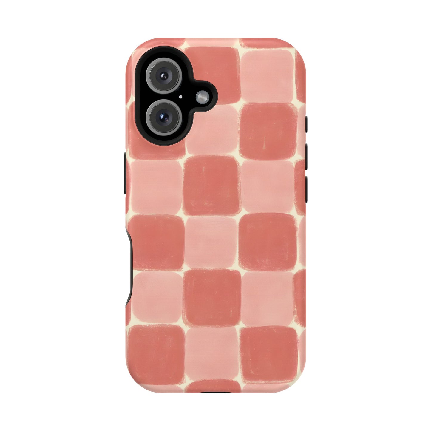 Blush Pink Checkerboard Phone Case – MagSafe Compatible for iPhone & Samsung Galaxy