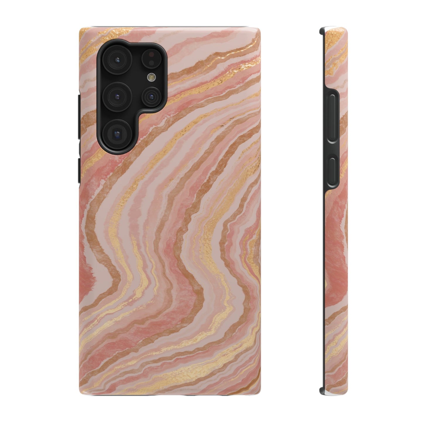 Rose Gold Marble Wave Phone Case – MagSafe Compatible for iPhone & Samsung Galaxy