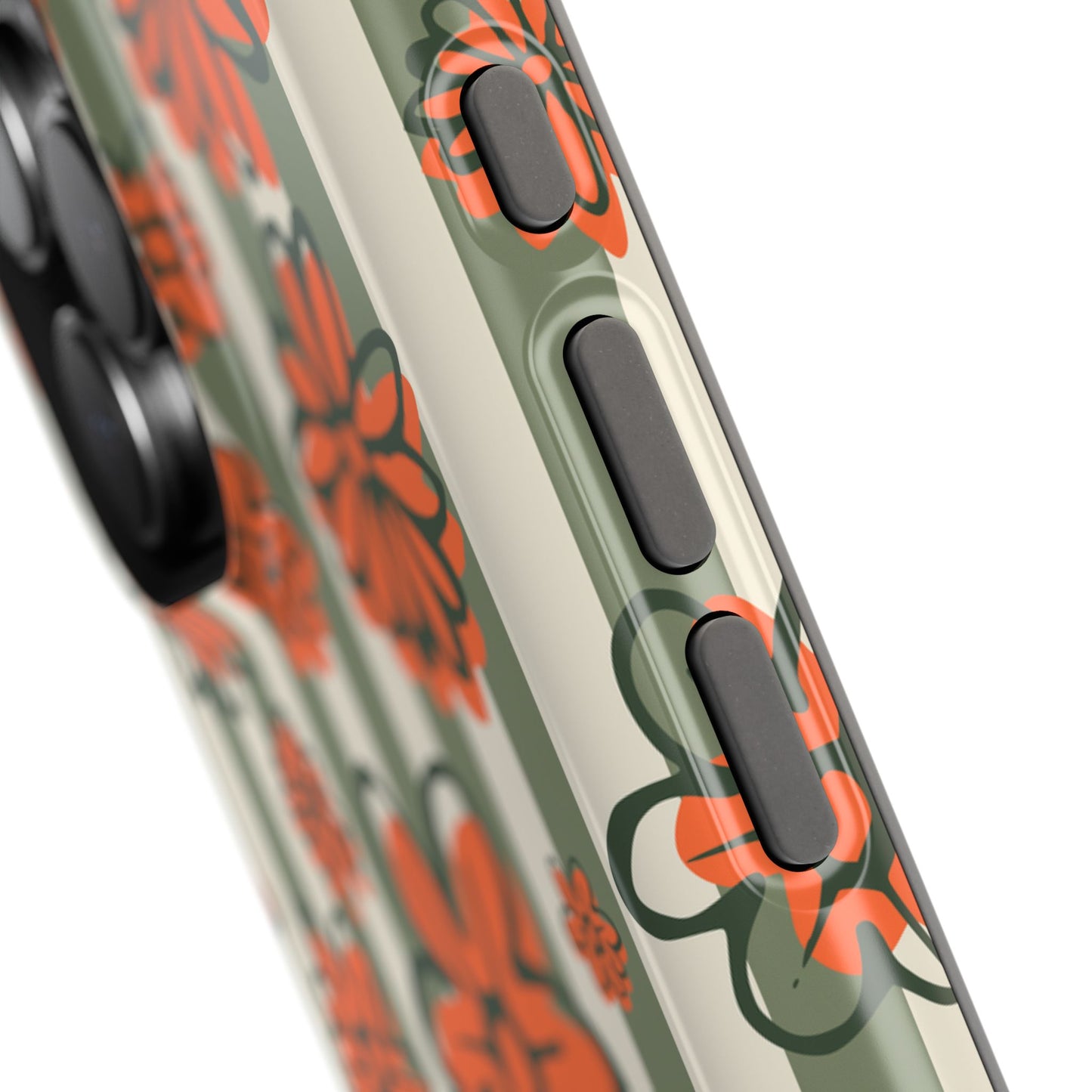 Retro Striped Floral Phone Case – MagSafe Compatible for iPhone & Samsung Galaxy