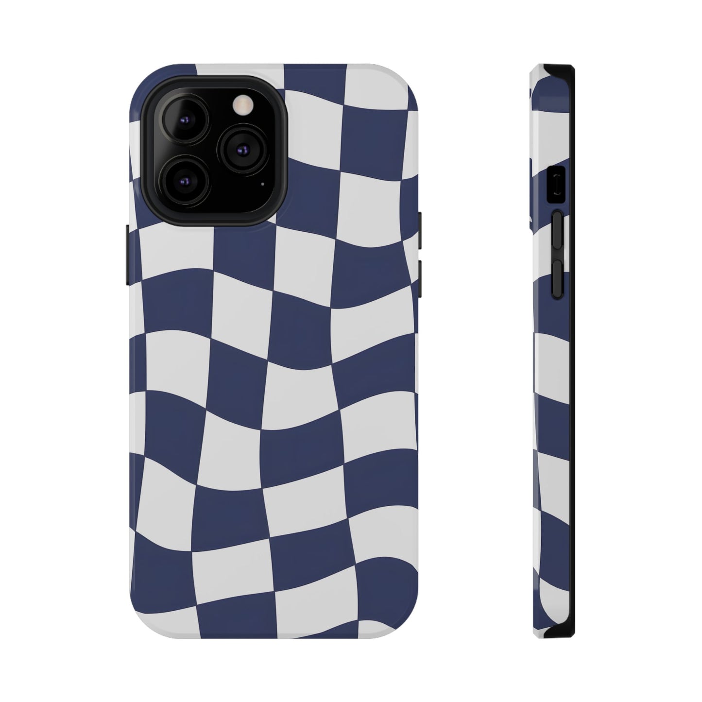 Wavy Checkerboard Phone Case – MagSafe Compatible for iPhone & Samsung Galaxy