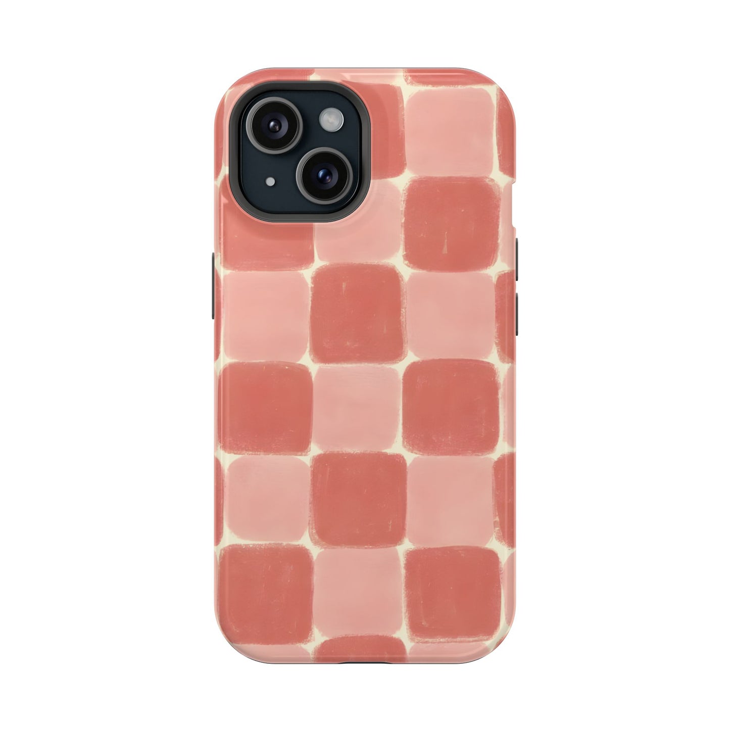 Blush Pink Checkerboard Phone Case – MagSafe Compatible for iPhone & Samsung Galaxy