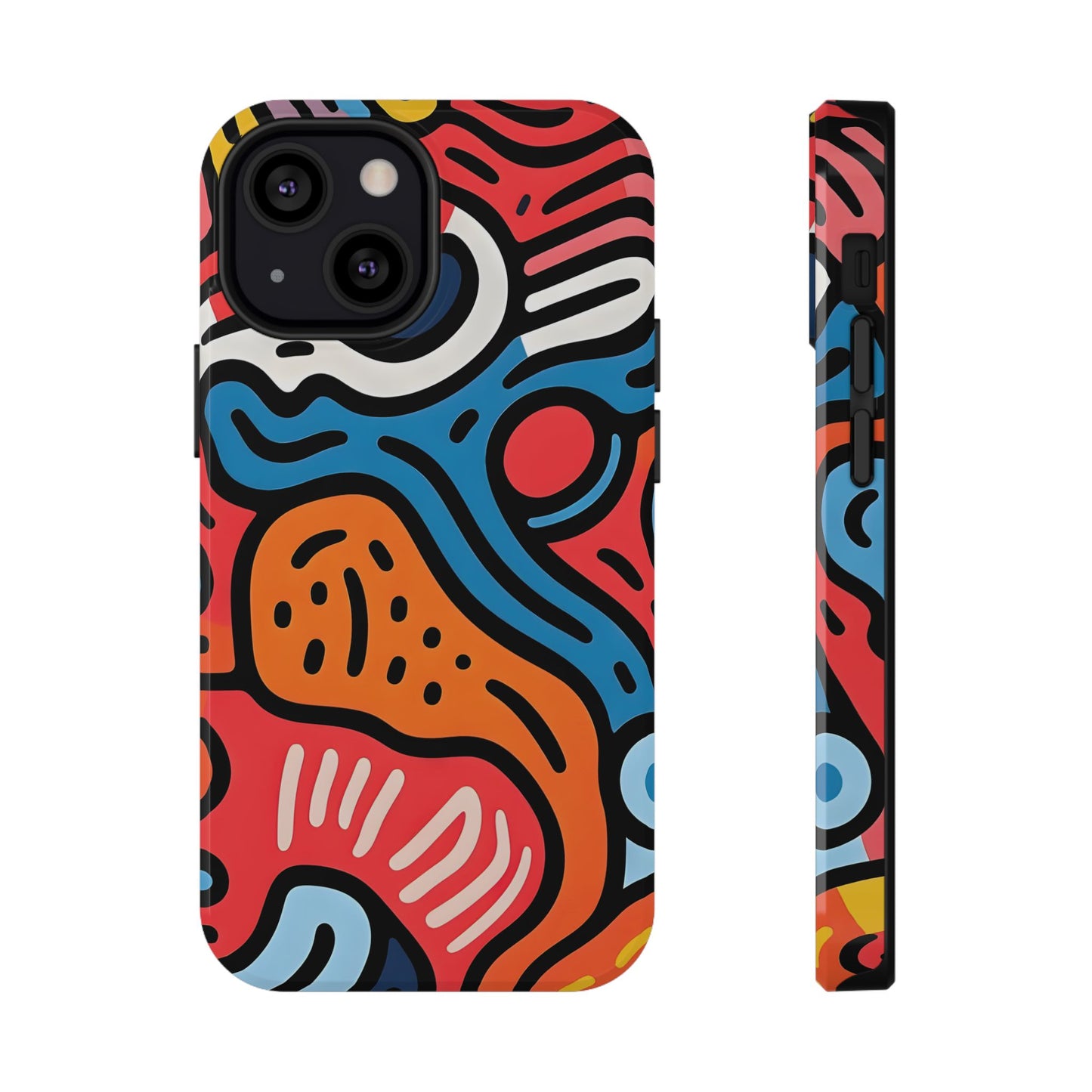 Bold Abstract Doodle Phone Case – MagSafe Compatible for iPhone & Samsung Galaxy