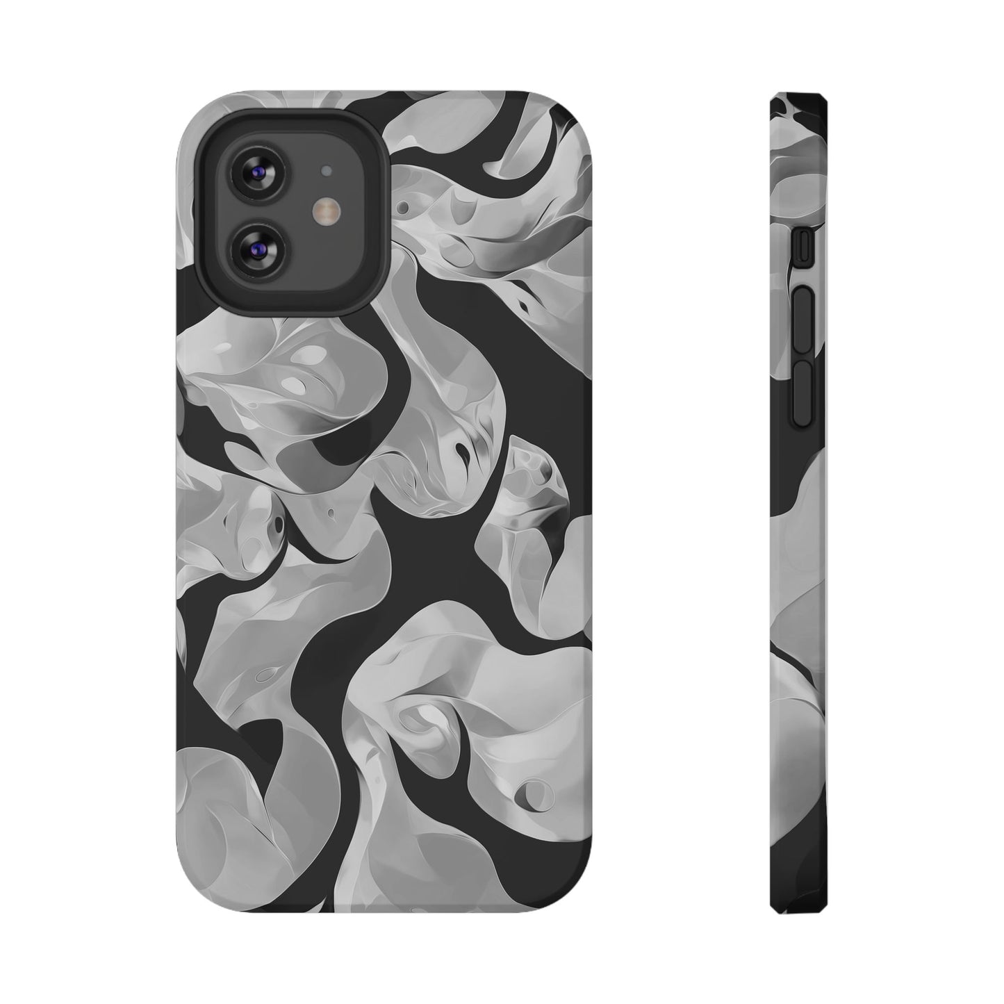 Abstract Monochrome Swirl Phone Case – MagSafe Compatible for iPhone & Samsung Galaxy