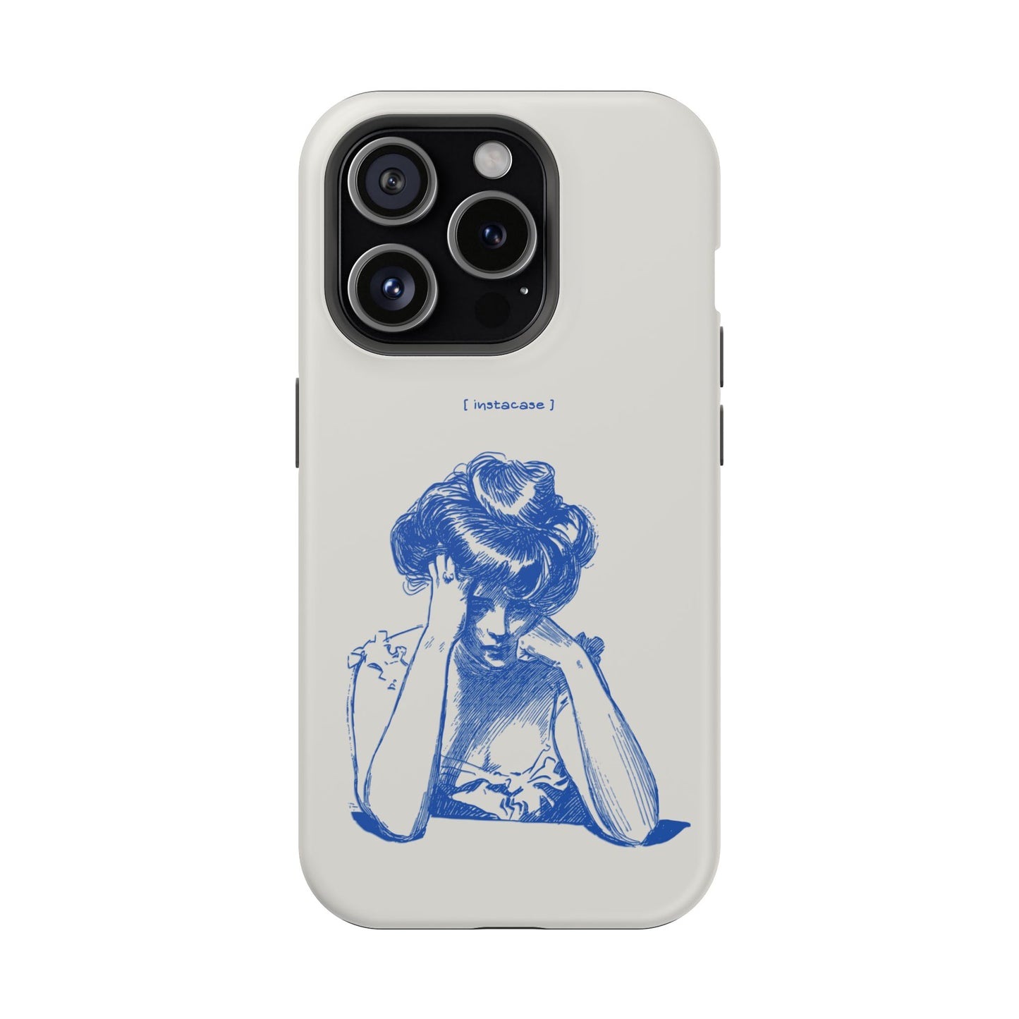 Melancholy Muse Line Art Phone Case – MagSafe Compatible for iPhone & Samsung Galaxy