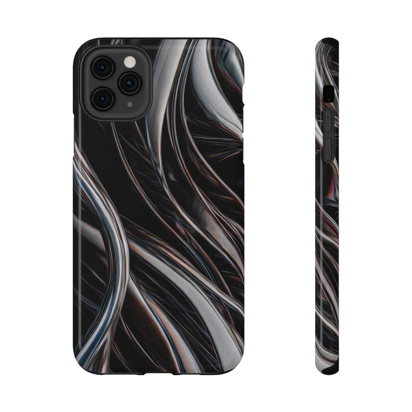 Black Metallic Streaks Phone Case – MagSafe Compatible for iPhone & Samsung Galaxy