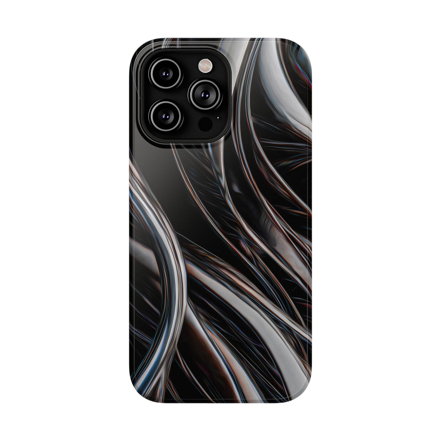 Black Metallic Streaks Phone Case – MagSafe Compatible for iPhone & Samsung Galaxy