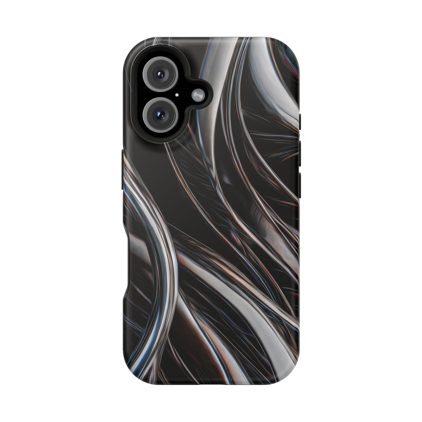 Black Metallic Streaks Phone Case – MagSafe Compatible for iPhone & Samsung Galaxy