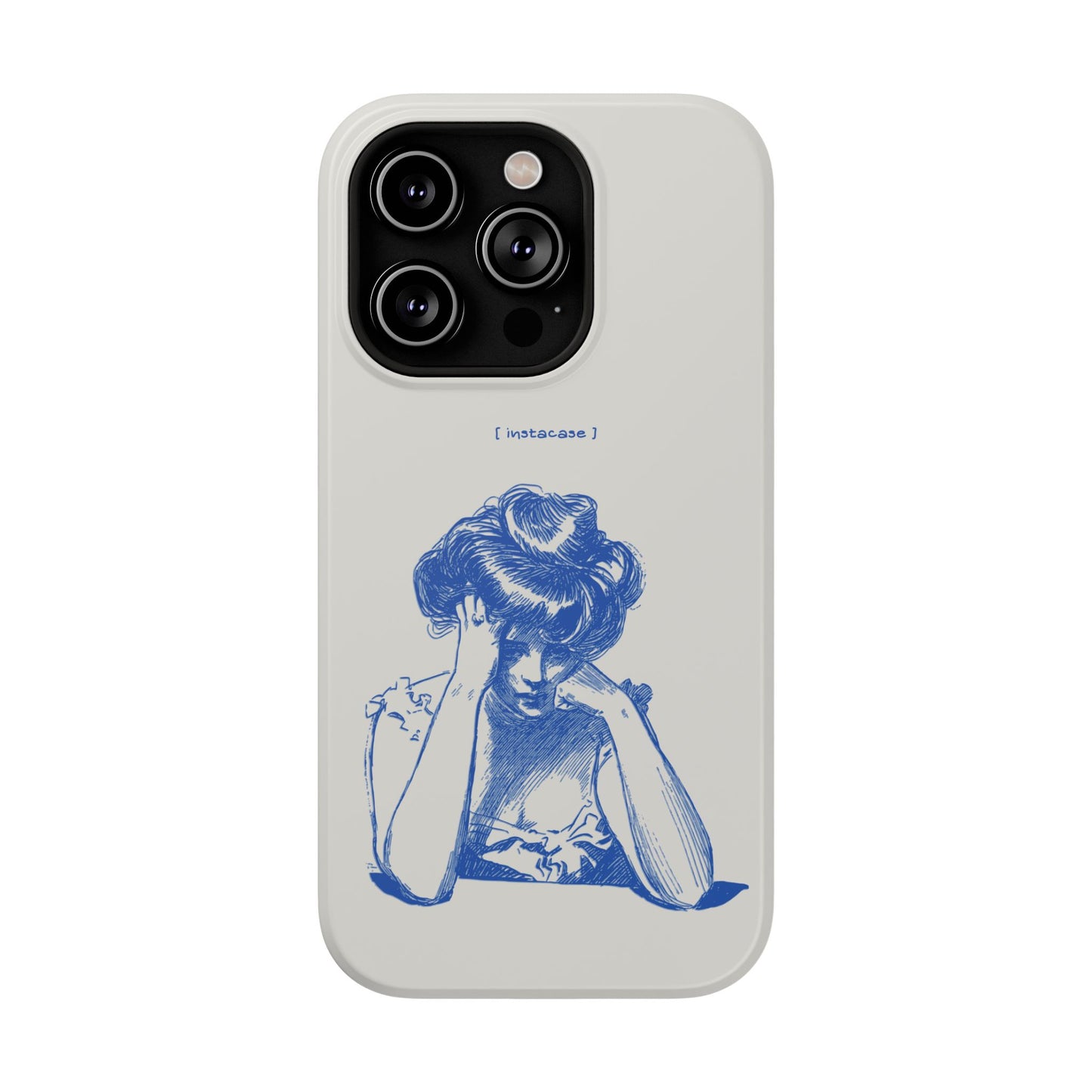 Melancholy Muse Line Art Phone Case – MagSafe Compatible for iPhone & Samsung Galaxy