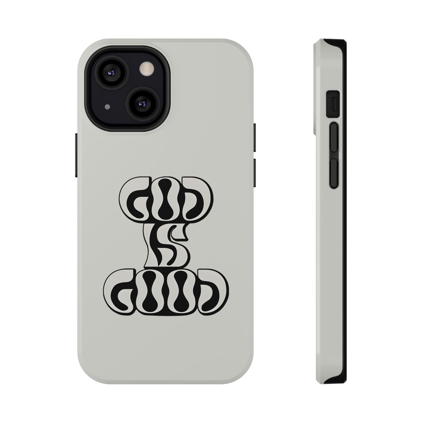 Black & White Bold "God Is Good" Phone Case – MagSafe Compatible for iPhone & Samsung Galaxy
