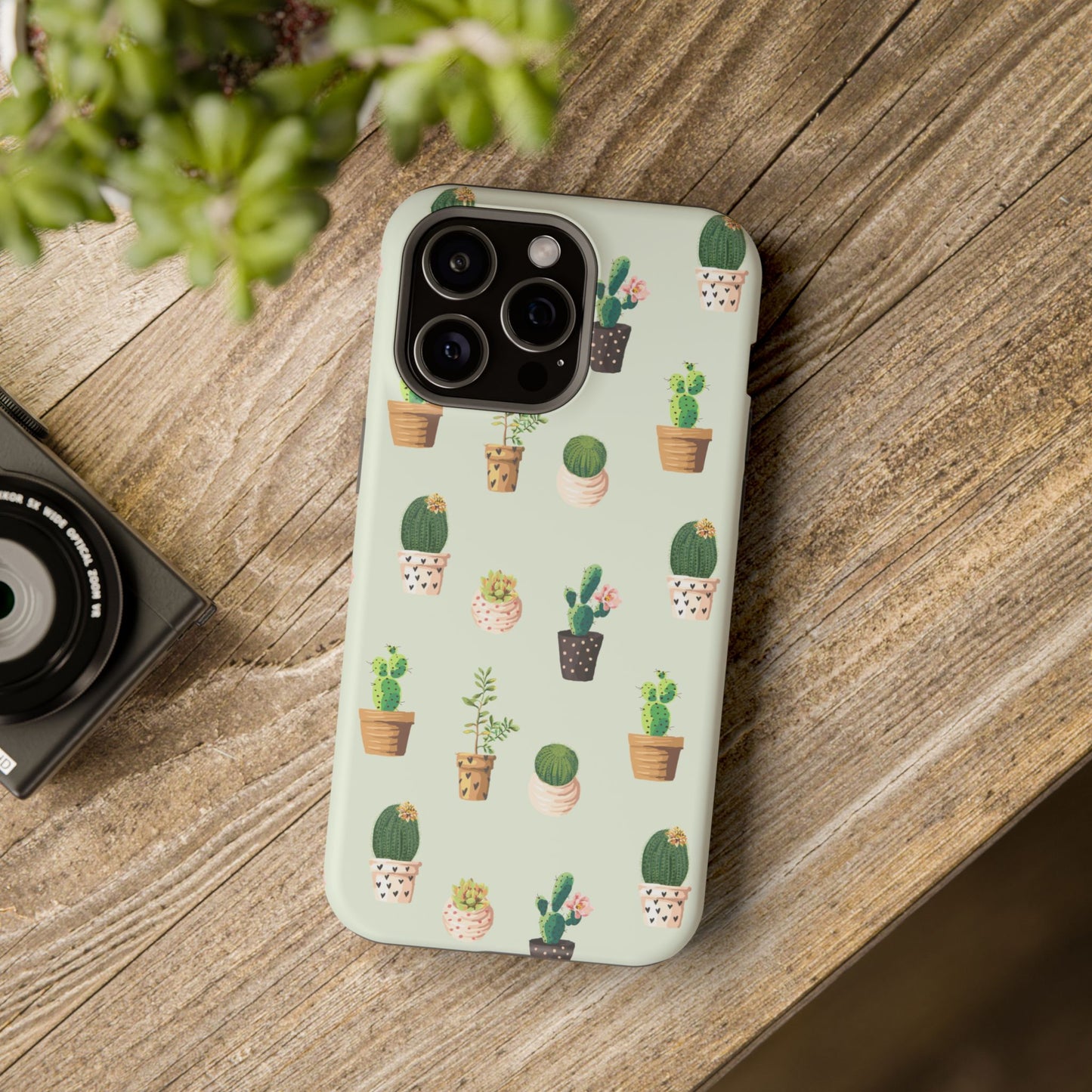 Desert Bloom Cactus Phone Case – Cute Succulent Print, MagSafe Compatible for iPhone & Samsung Galaxy