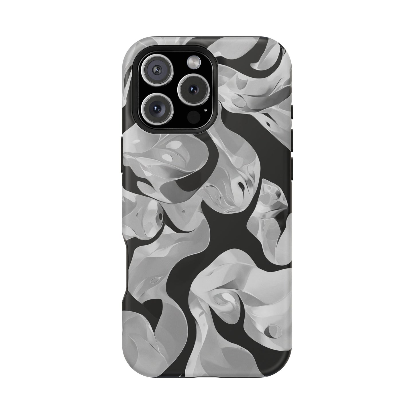 Abstract Monochrome Swirl Phone Case – MagSafe Compatible for iPhone & Samsung Galaxy