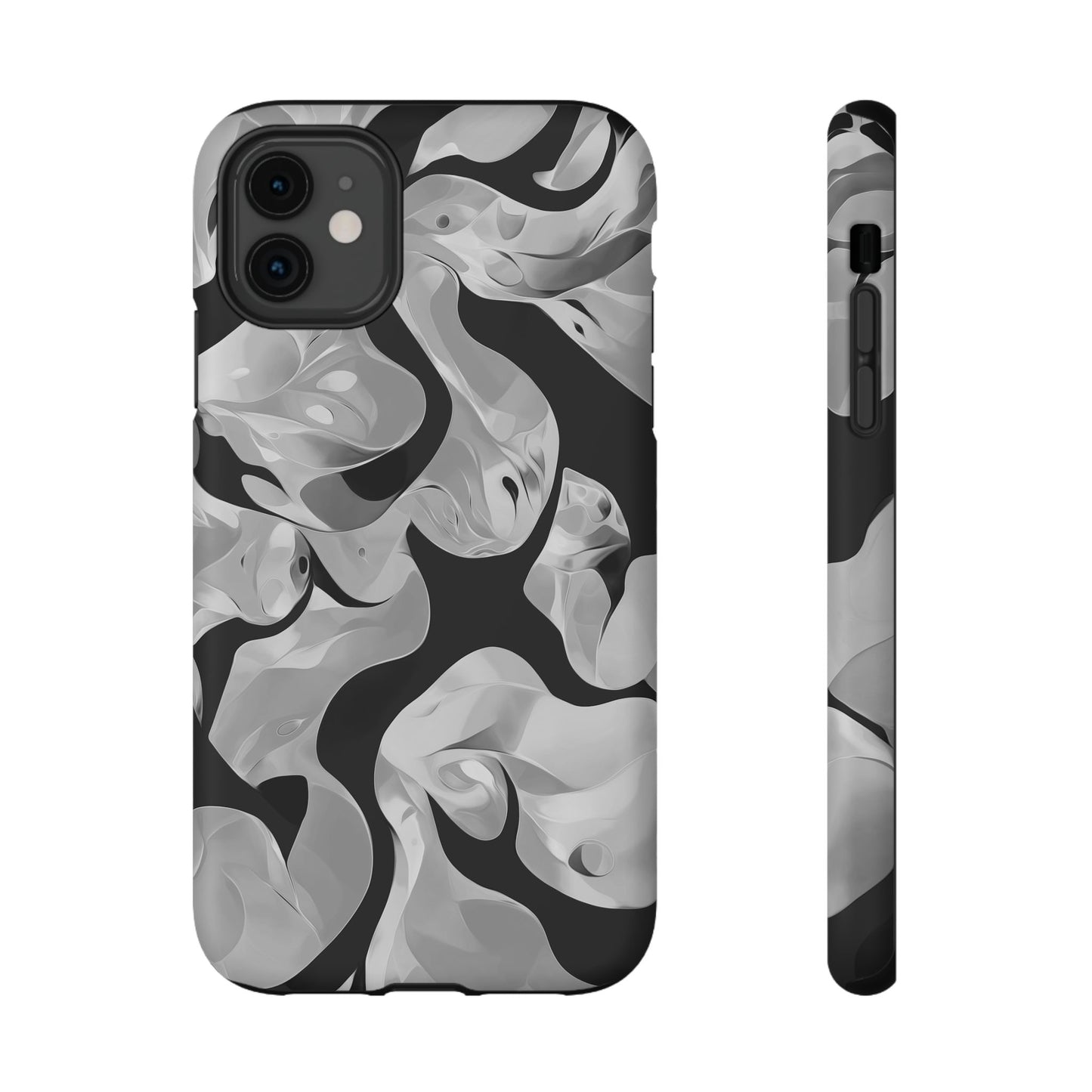 Abstract Monochrome Swirl Phone Case – MagSafe Compatible for iPhone & Samsung Galaxy
