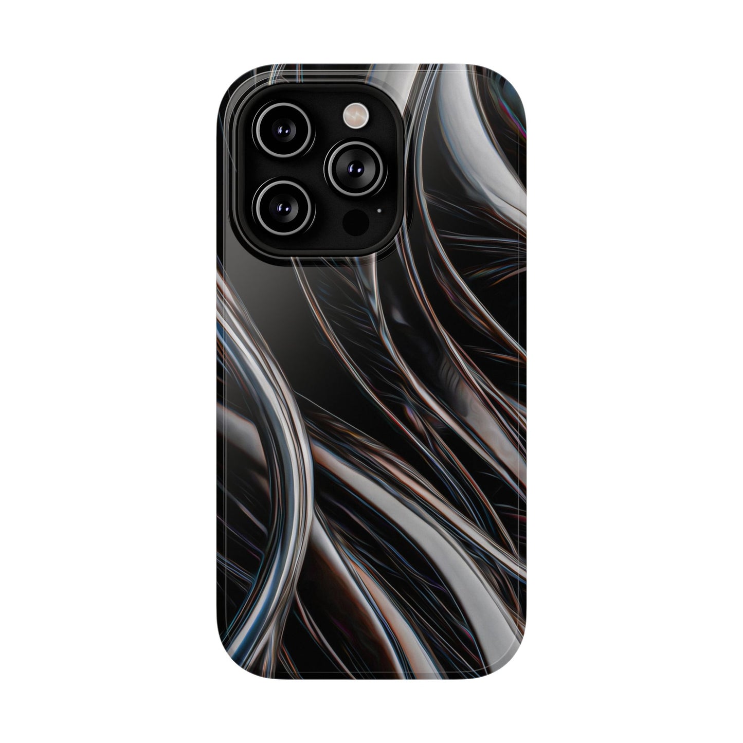 Black Metallic Streaks Phone Case – MagSafe Compatible for iPhone & Samsung Galaxy
