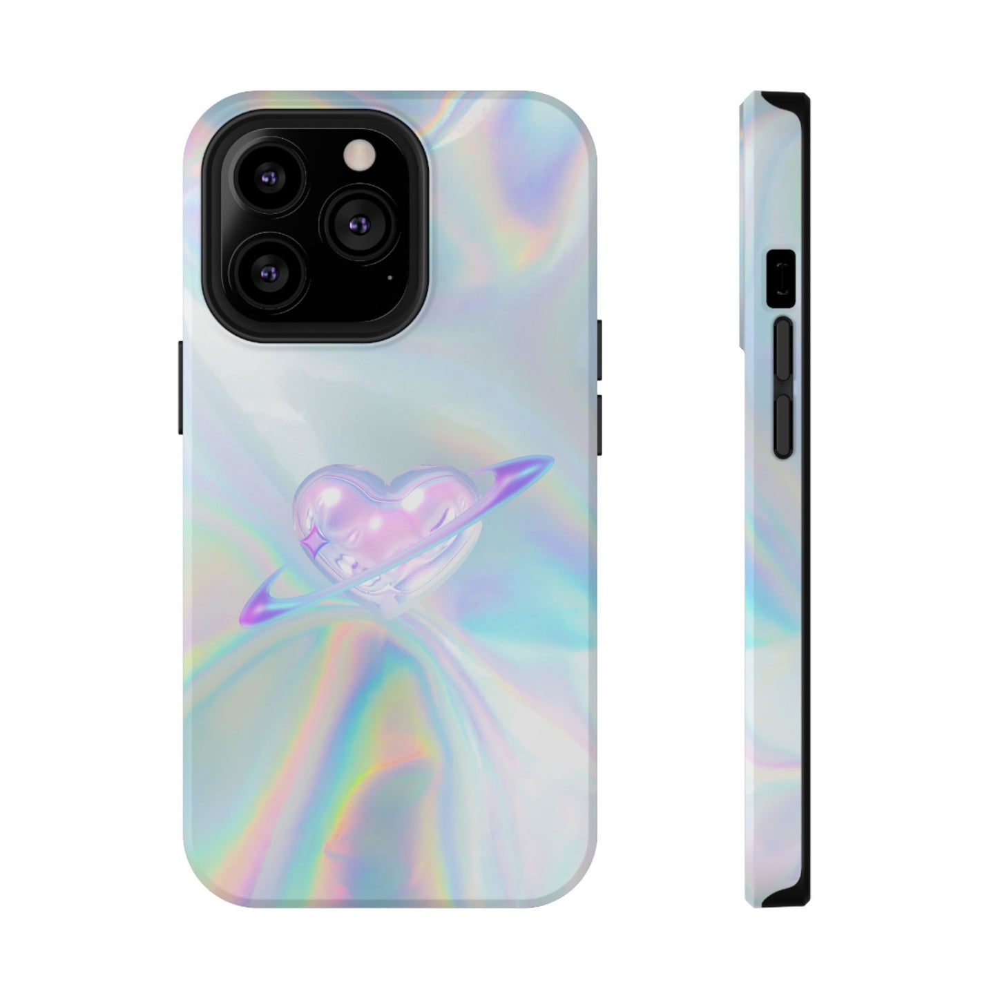 Holographic Heart Galaxy Phone Case – MagSafe Compatible for iPhone & Samsung Galaxy
