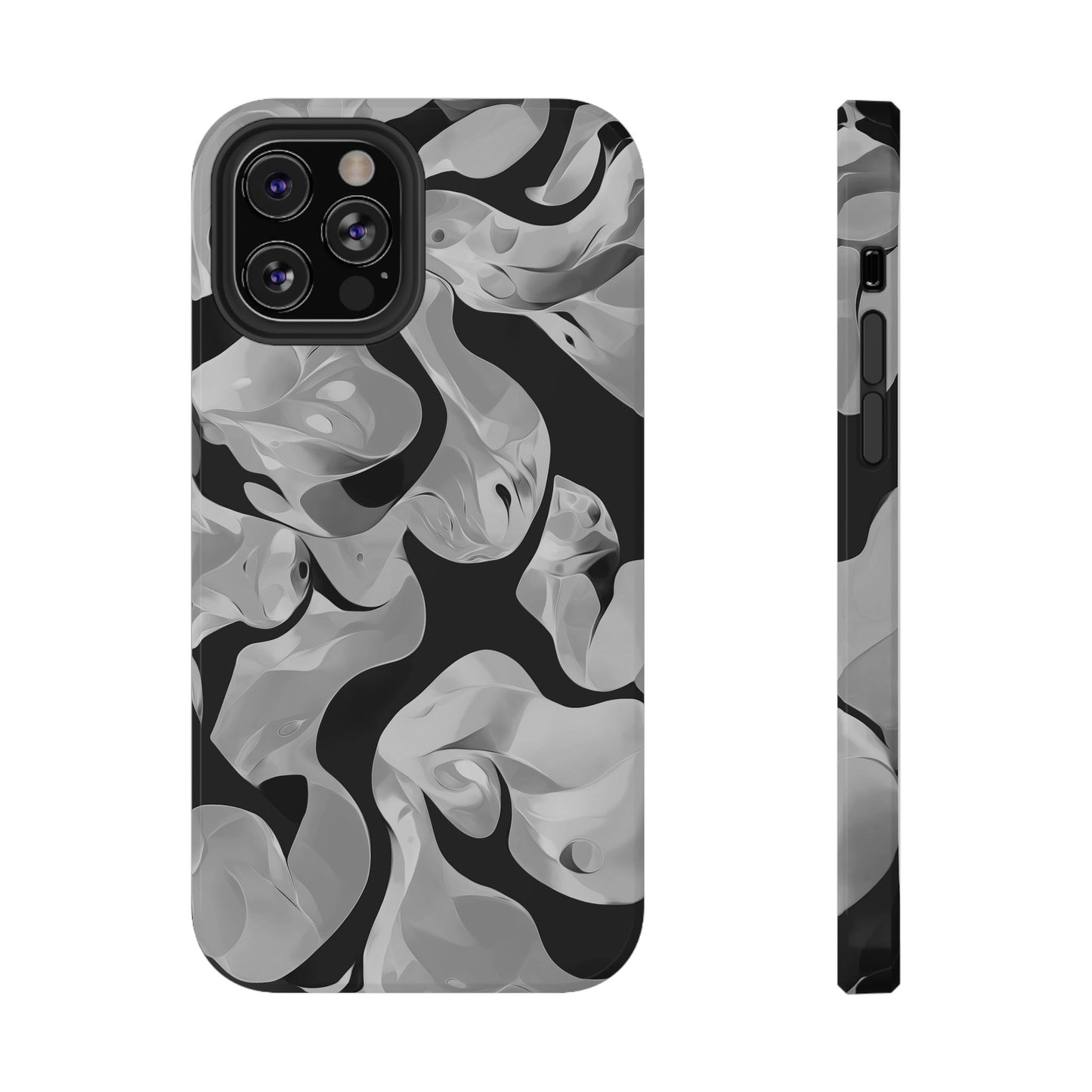 Abstract Monochrome Swirl Phone Case – MagSafe Compatible for iPhone & Samsung Galaxy