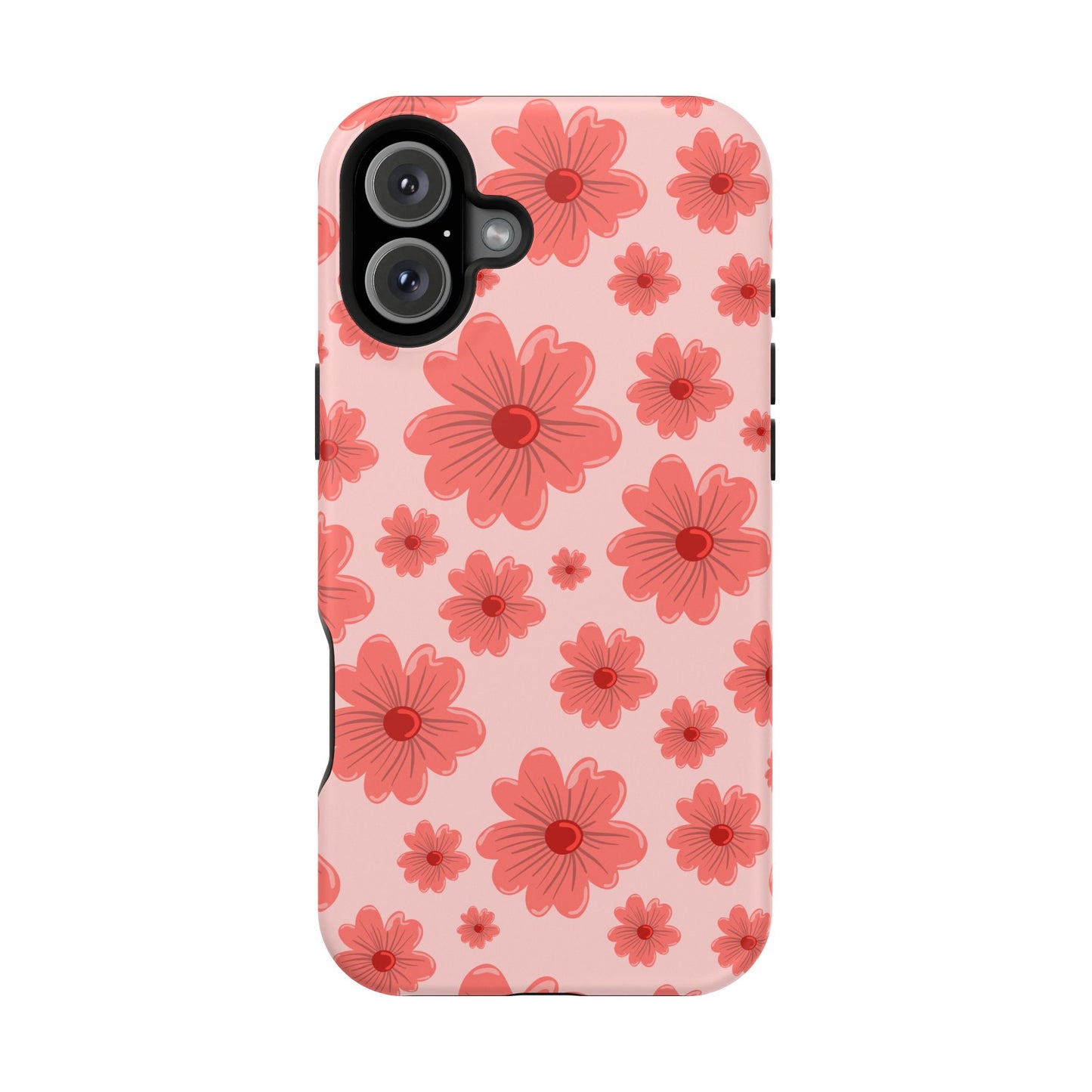 Blush Red Floral Phone Case – MagSafe Compatible for iPhone & Samsung Galaxy