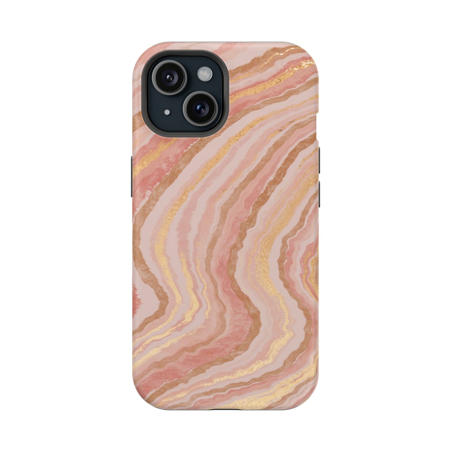 Rose Gold Marble Wave Phone Case – MagSafe Compatible for iPhone & Samsung Galaxy