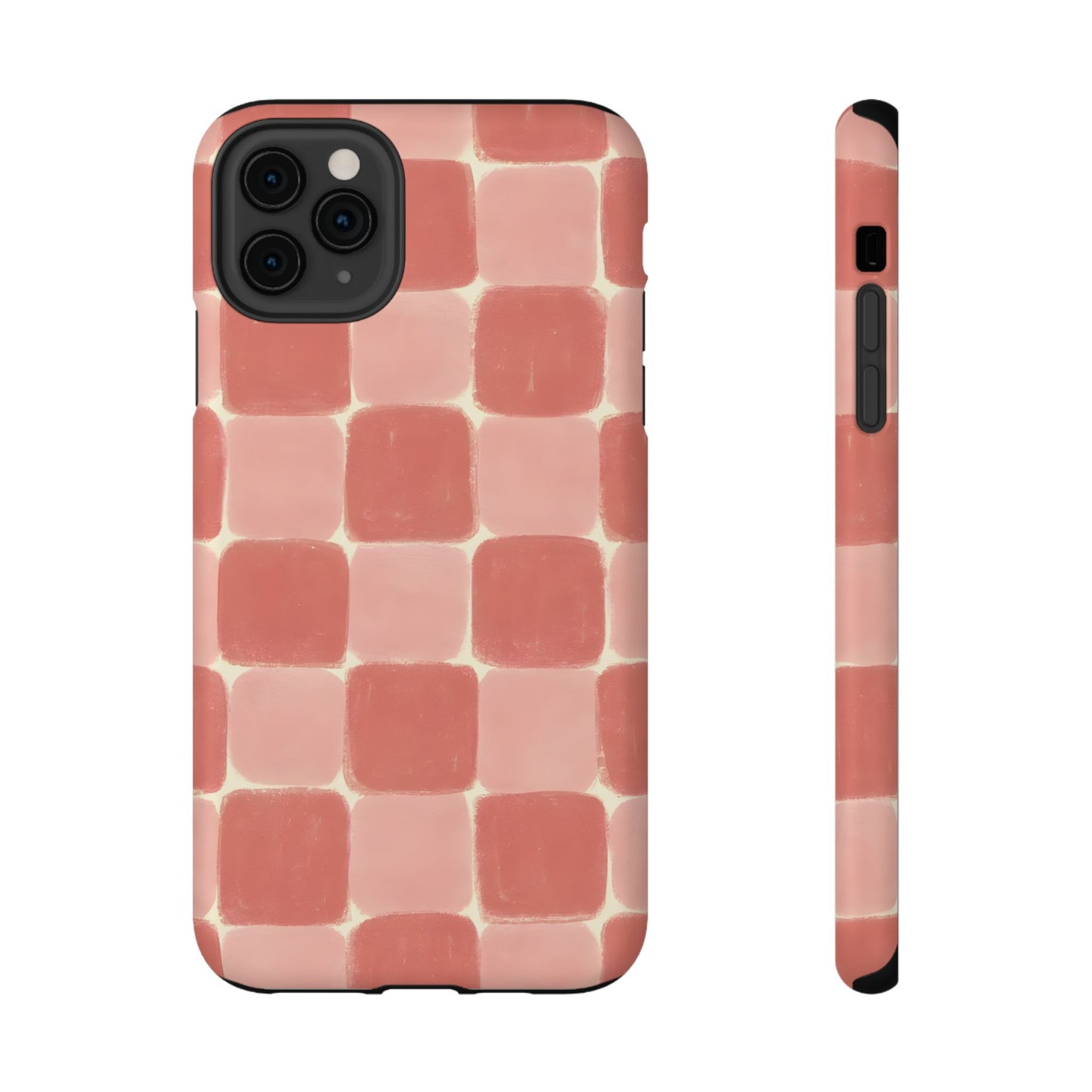 Blush Pink Checkerboard Phone Case – MagSafe Compatible for iPhone & Samsung Galaxy