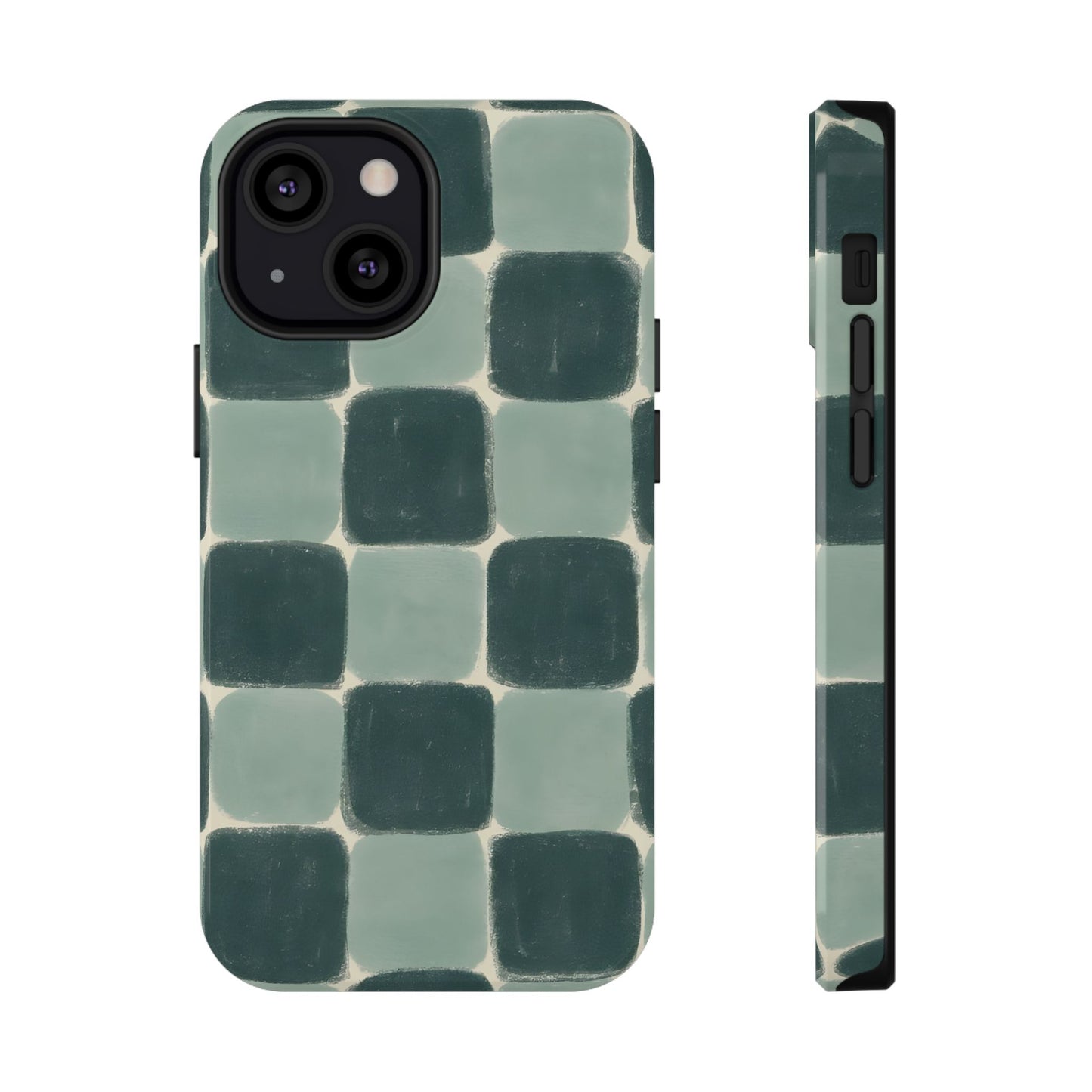 Green Checkerboard Retro Phone Case – MagSafe Compatible for iPhone & Samsung Galaxy