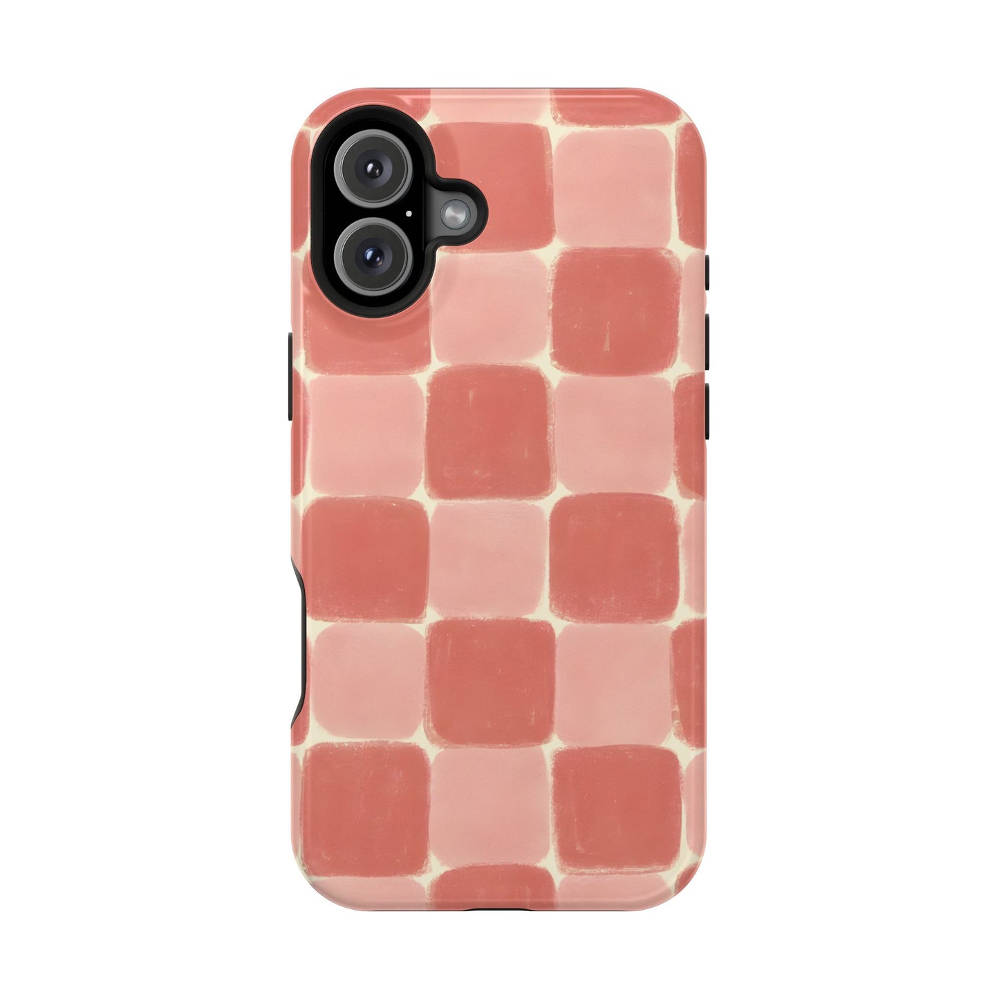 Blush Pink Checkerboard Phone Case – MagSafe Compatible for iPhone & Samsung Galaxy