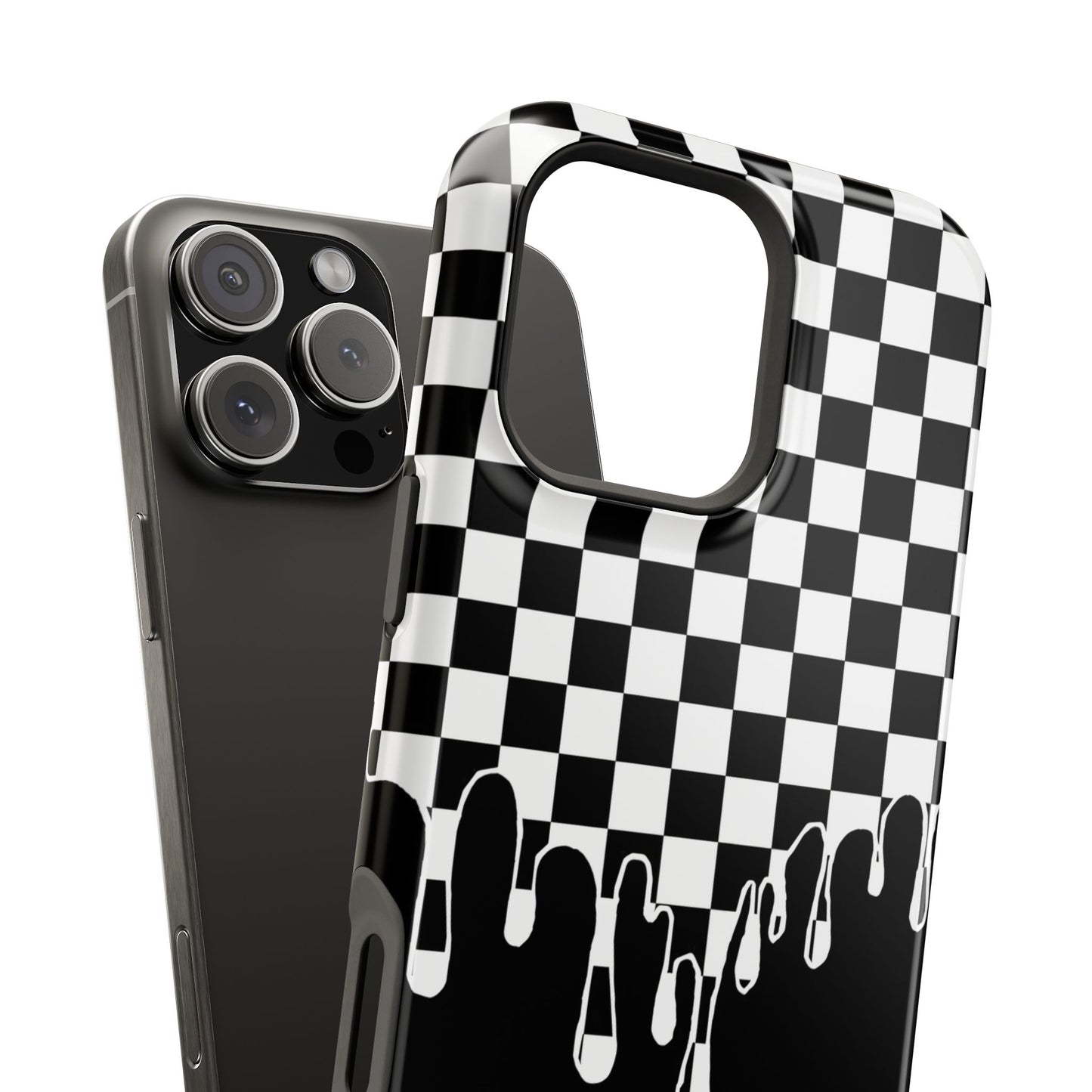 Dripping Checkerboard Phone Case – MagSafe Compatible for iPhone & Samsung Galaxy