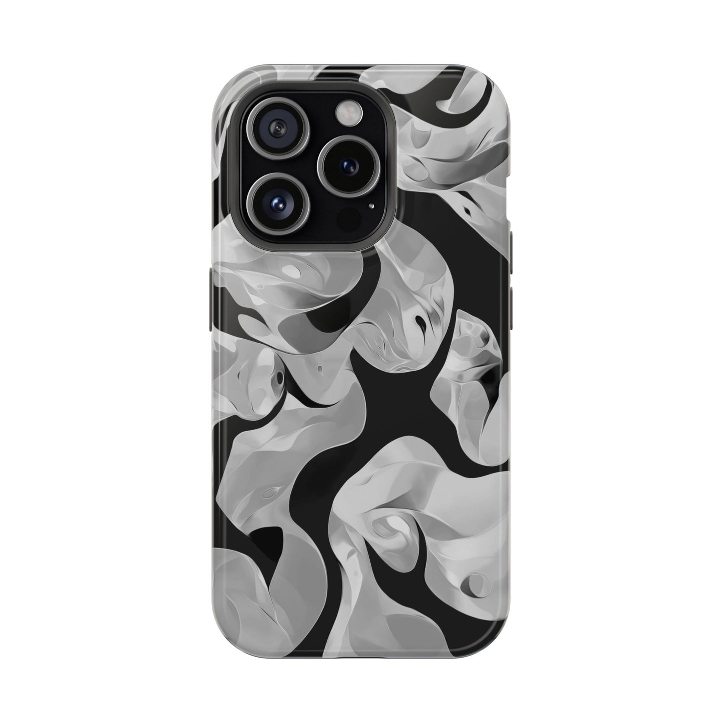 Abstract Monochrome Swirl Phone Case – MagSafe Compatible for iPhone & Samsung Galaxy