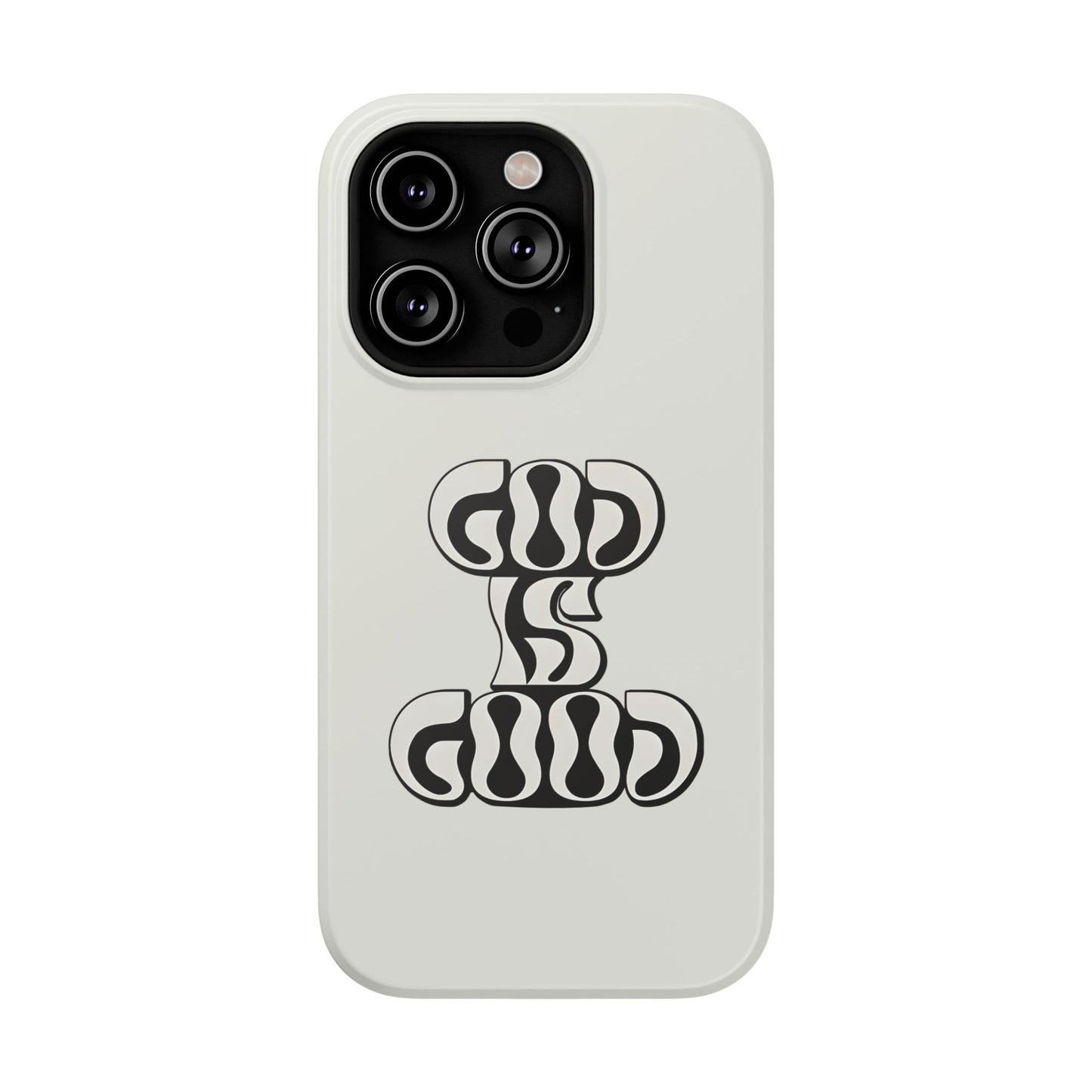 Black & White Bold "God Is Good" Phone Case – MagSafe Compatible for iPhone & Samsung Galaxy