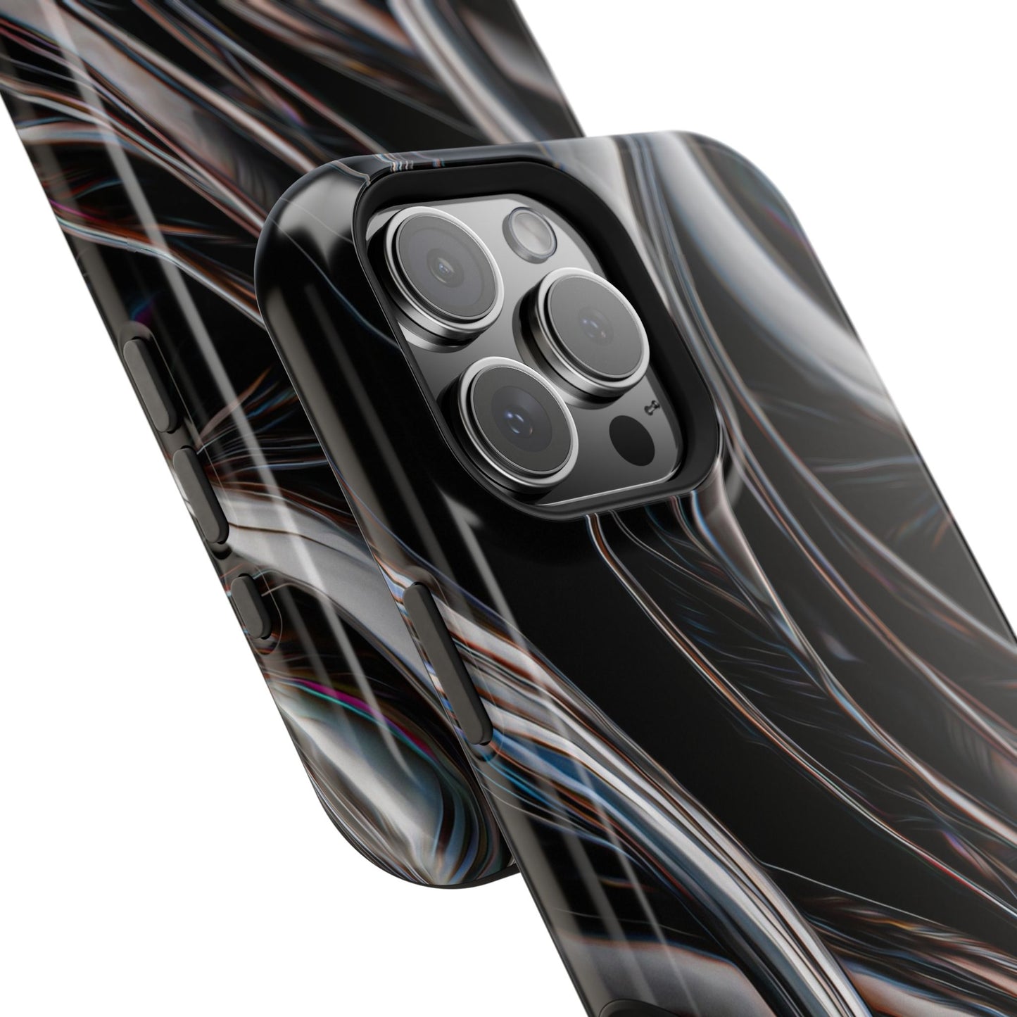 Black Metallic Streaks Phone Case – MagSafe Compatible for iPhone & Samsung Galaxy