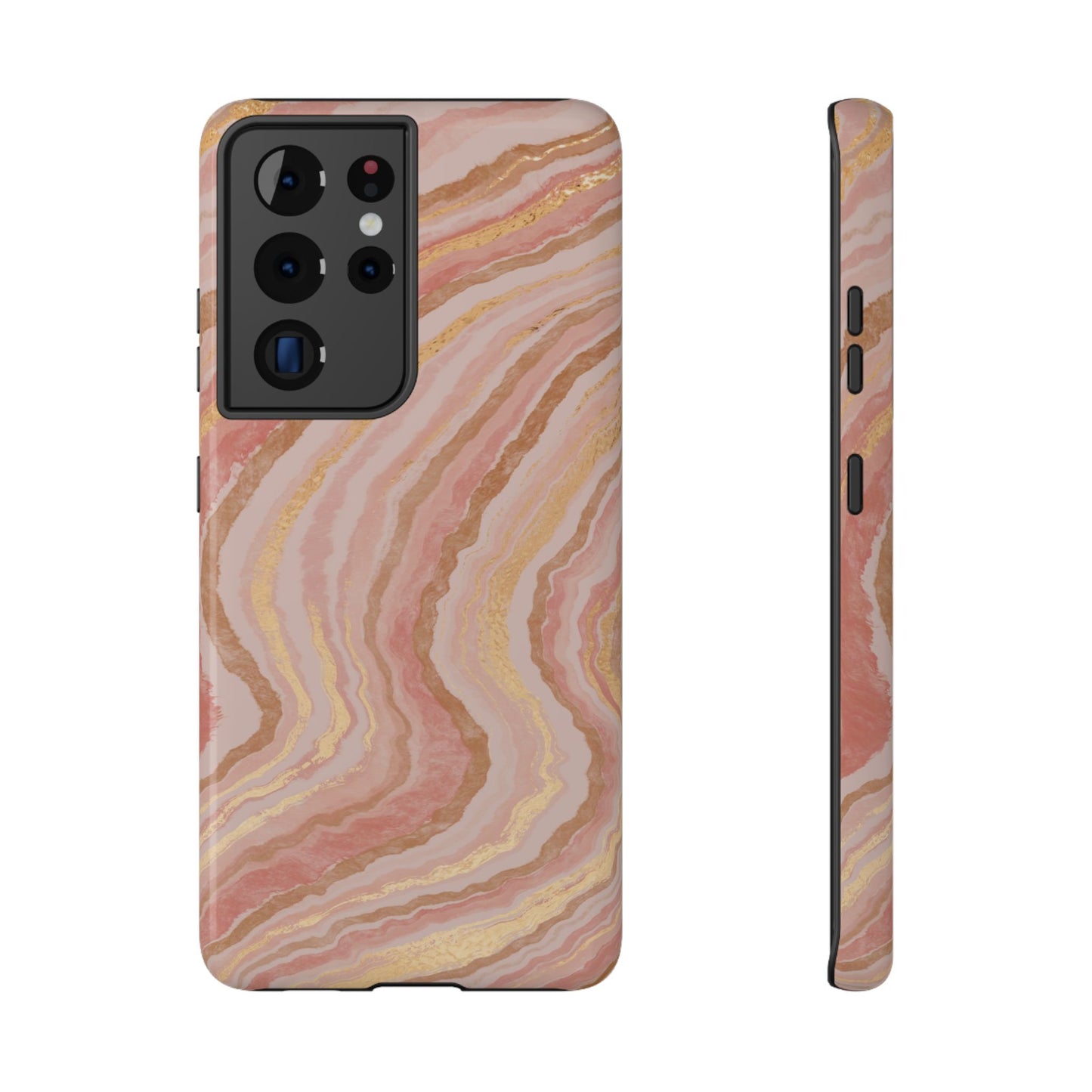 Rose Gold Marble Wave Phone Case – MagSafe Compatible for iPhone & Samsung Galaxy