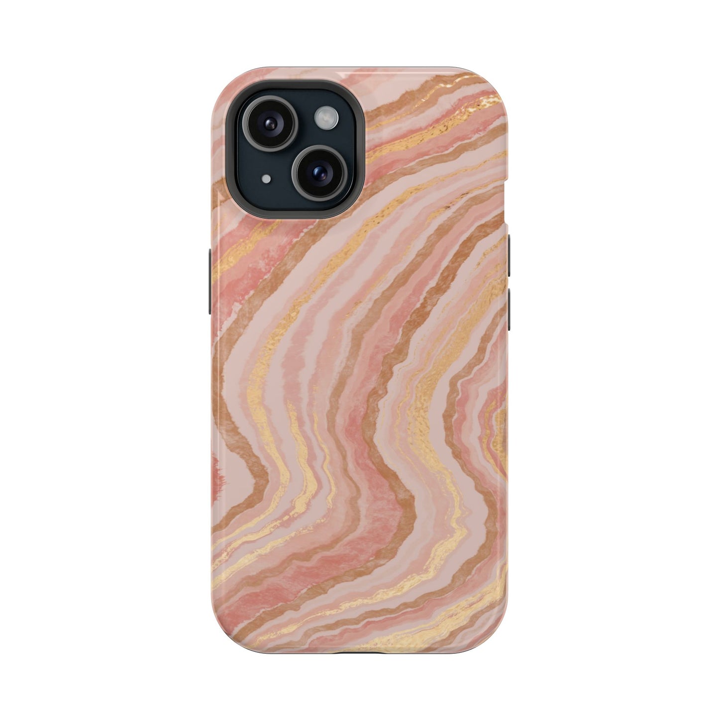 Rose Gold Marble Wave Phone Case – MagSafe Compatible for iPhone & Samsung Galaxy
