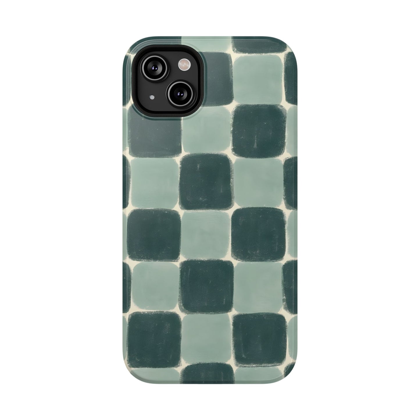 Green Checkerboard Retro Phone Case – MagSafe Compatible for iPhone & Samsung Galaxy