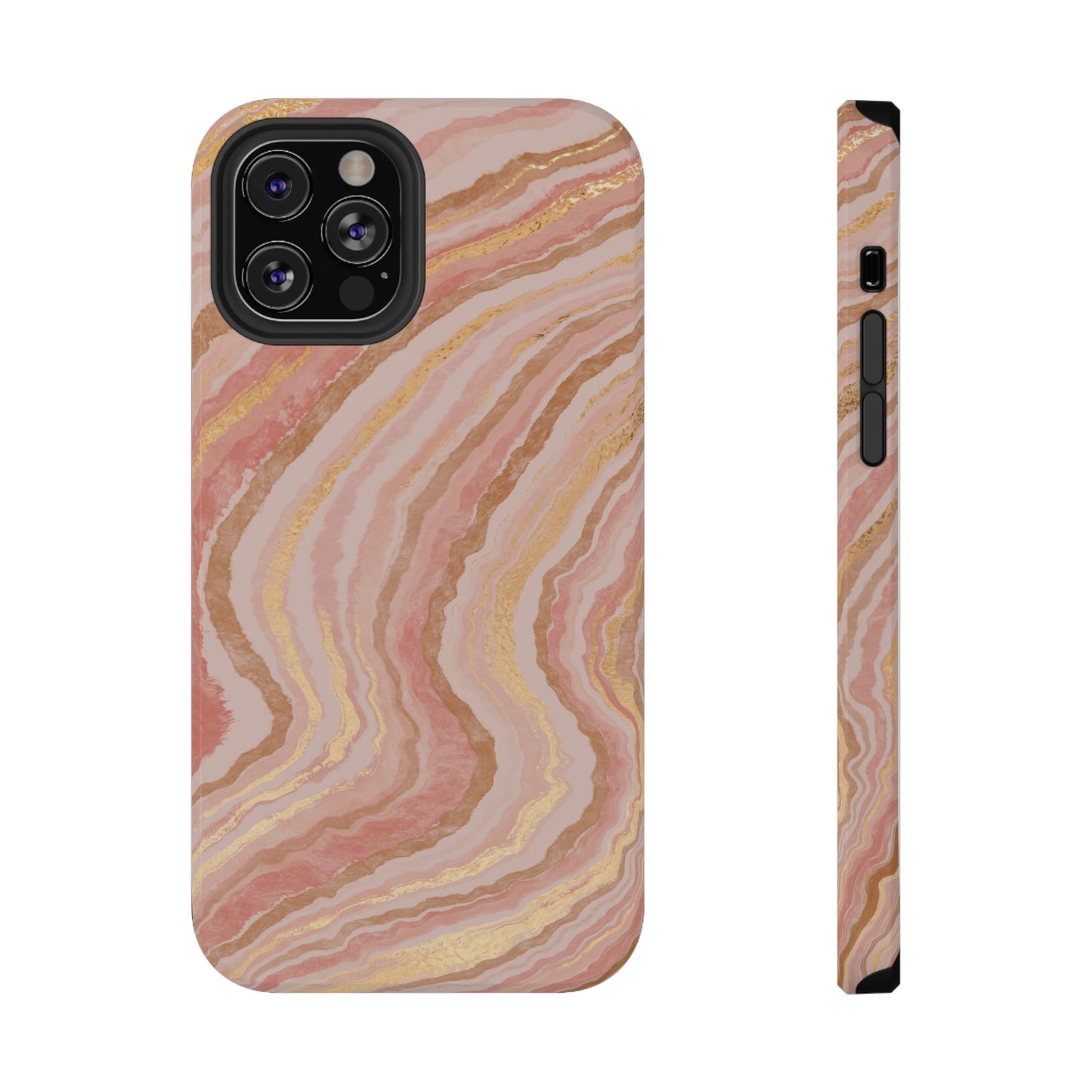 Rose Gold Marble Wave Phone Case – MagSafe Compatible for iPhone & Samsung Galaxy