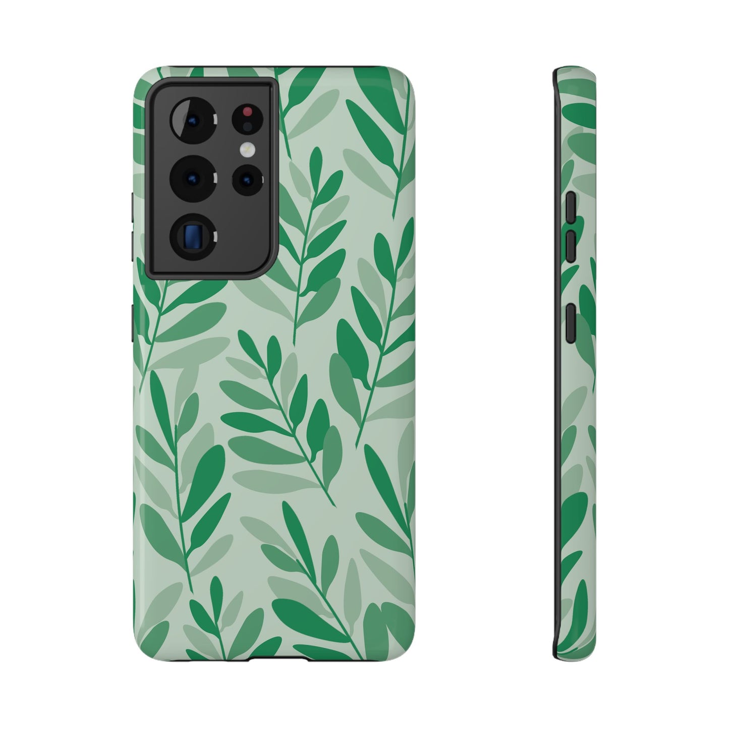 Green Leaf Pattern Phone Case – MagSafe Compatible for iPhone & Samsung Galaxy