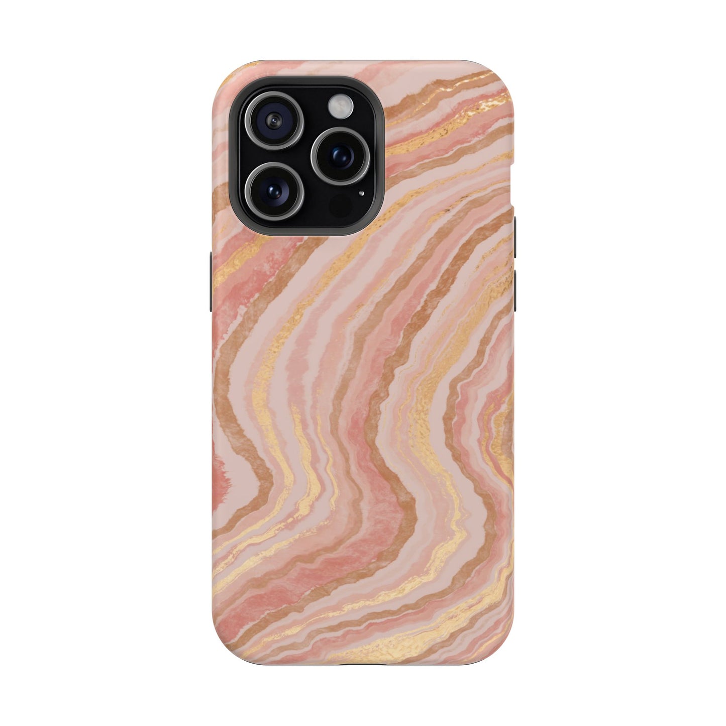 Rose Gold Marble Wave Phone Case – MagSafe Compatible for iPhone & Samsung Galaxy