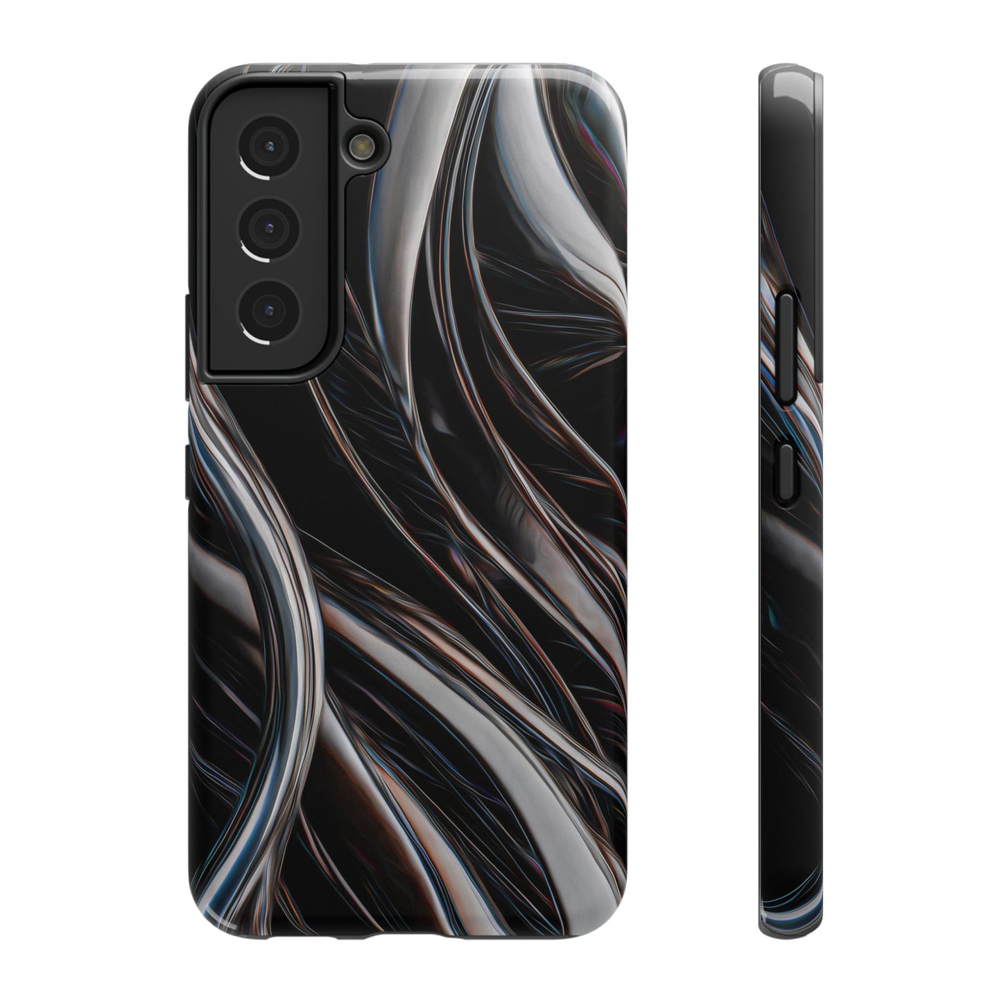 Black Metallic Streaks Phone Case – MagSafe Compatible for iPhone & Samsung Galaxy