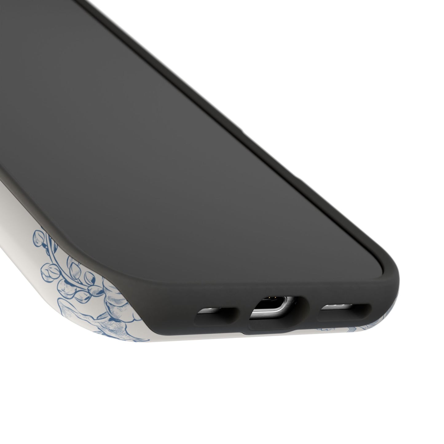 Vintage Blue Botanical Sketch Phone Case – MagSafe Compatible for iPhone & Samsung Galaxy