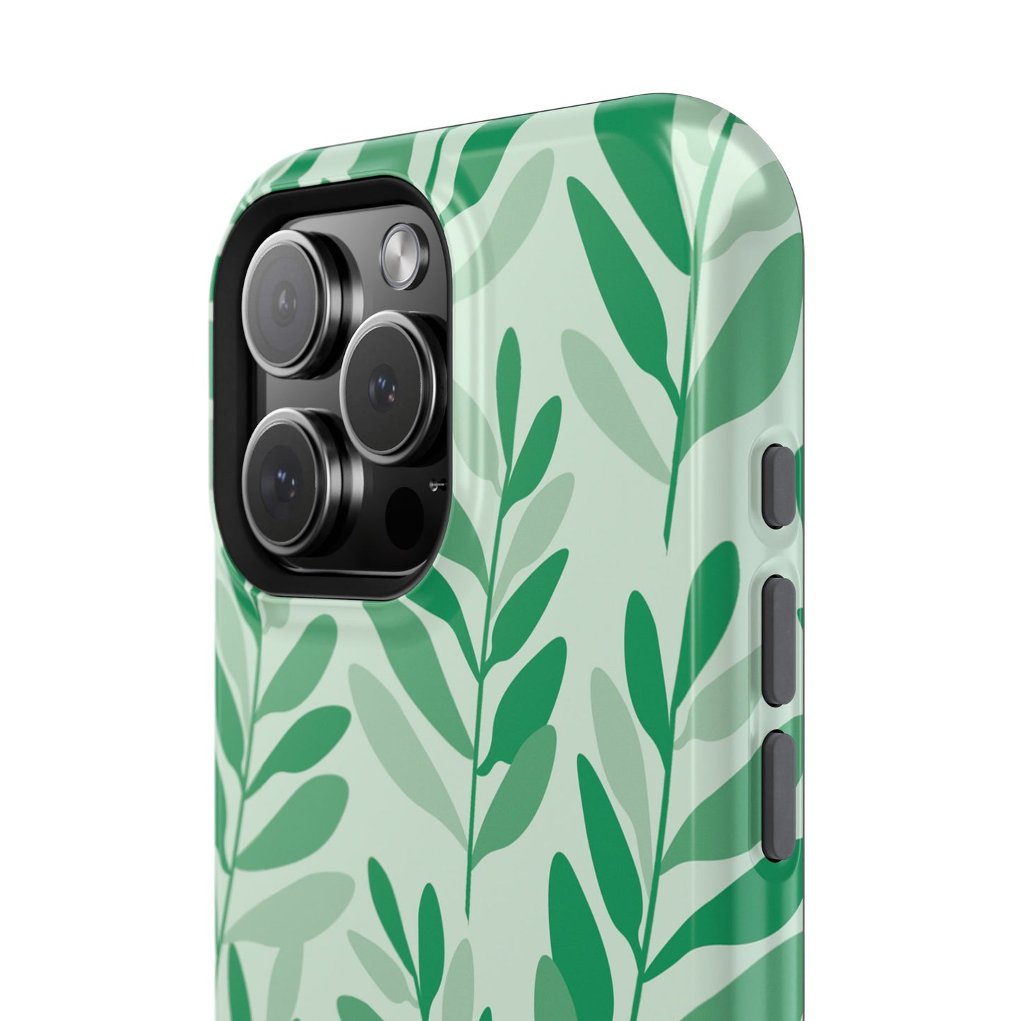Green Leaf Pattern Phone Case – MagSafe Compatible for iPhone & Samsung Galaxy