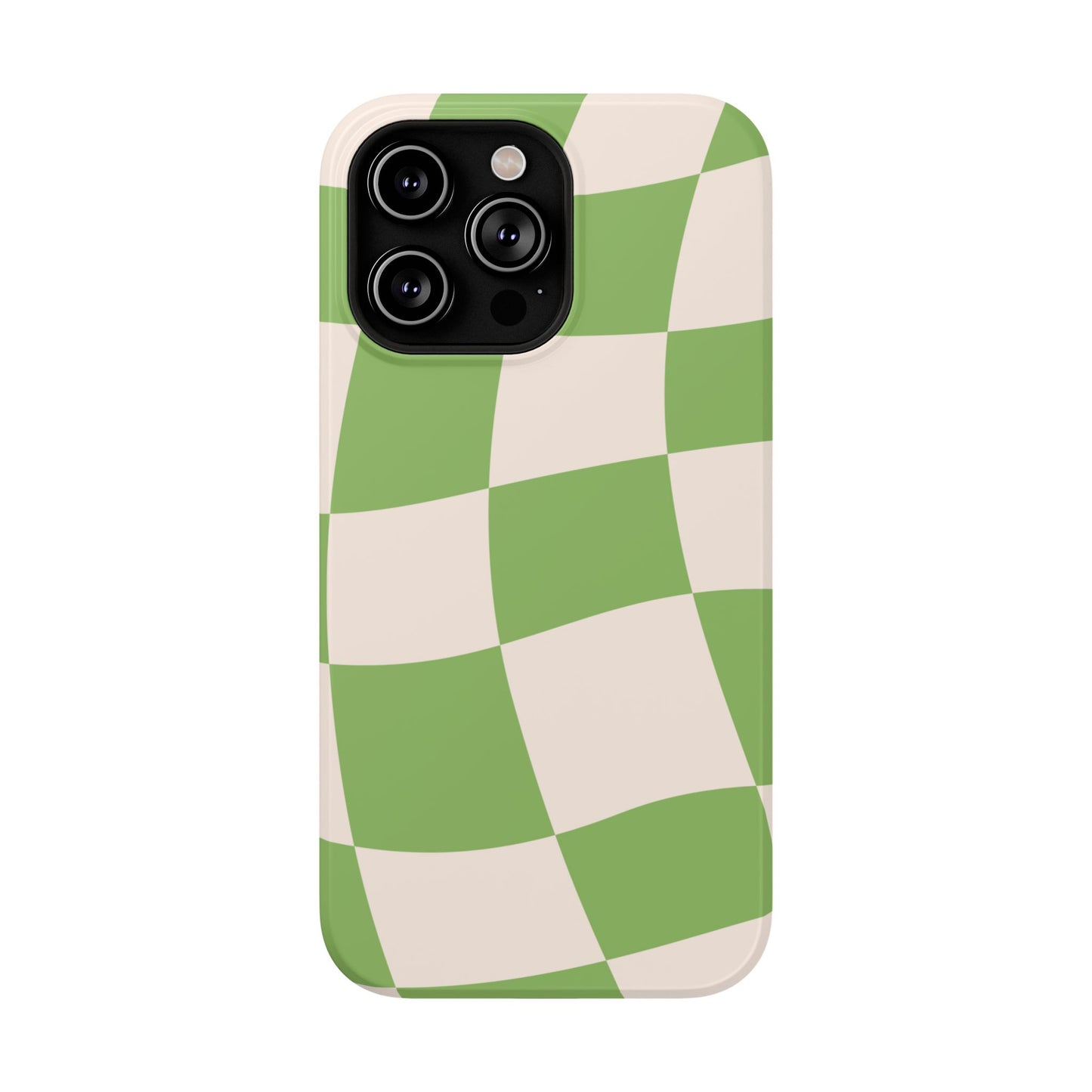 Green Wavy Checkerboard Aesthetic Phone Case – MagSafe Compatible for iPhone & Samsung Galaxy