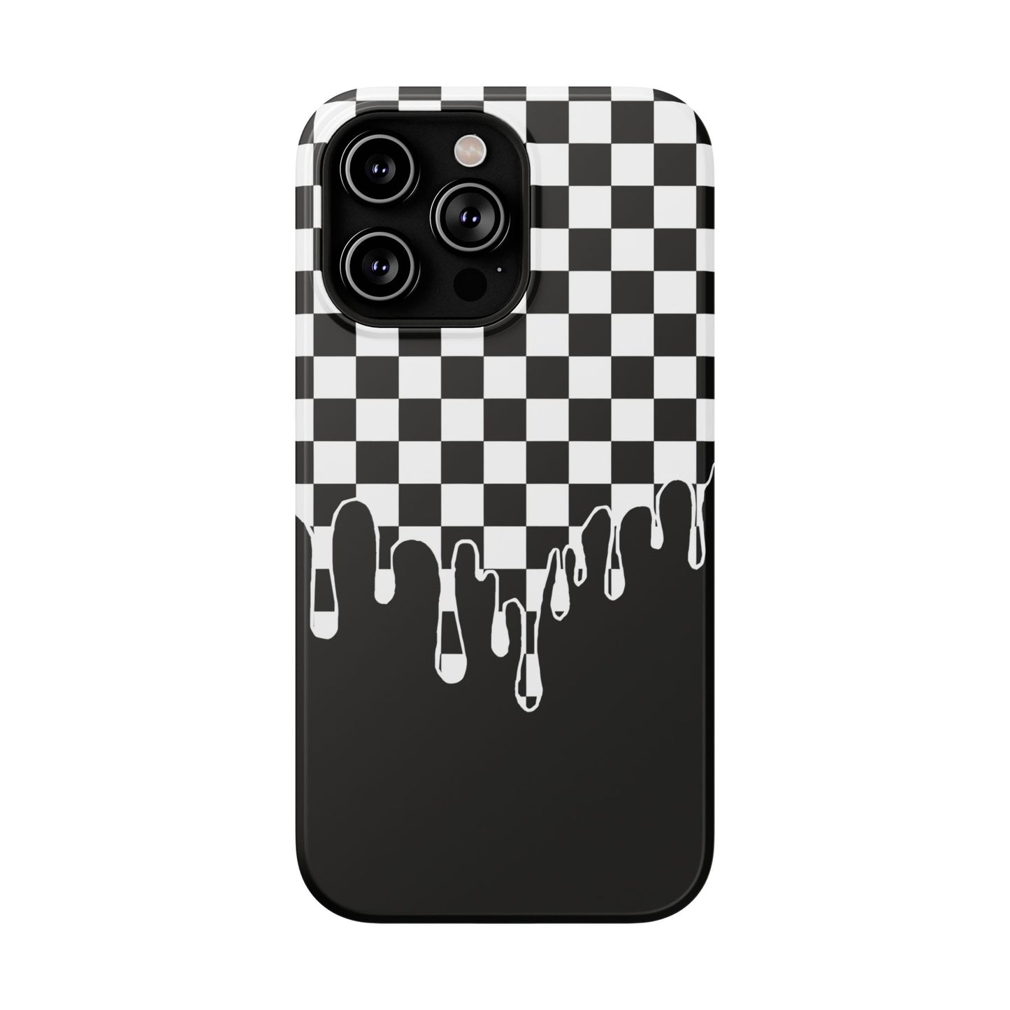 Dripping Checkerboard Phone Case – MagSafe Compatible for iPhone & Samsung Galaxy