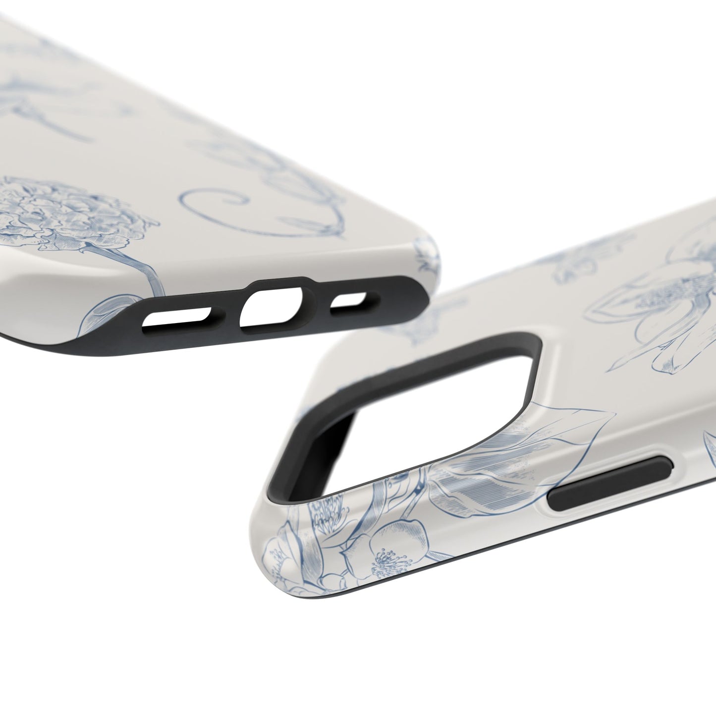 Vintage Blue Botanical Sketch Phone Case – MagSafe Compatible for iPhone & Samsung Galaxy