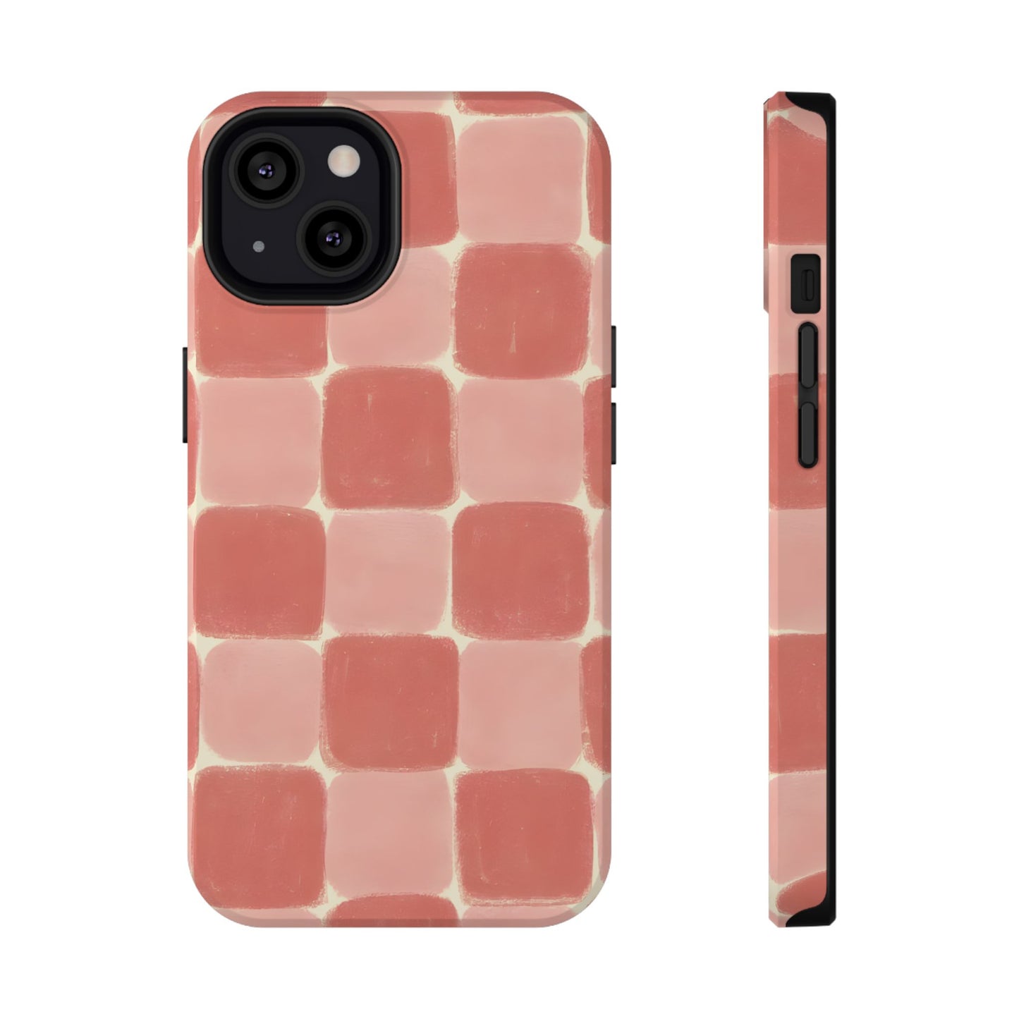 Blush Pink Checkerboard Phone Case – MagSafe Compatible for iPhone & Samsung Galaxy