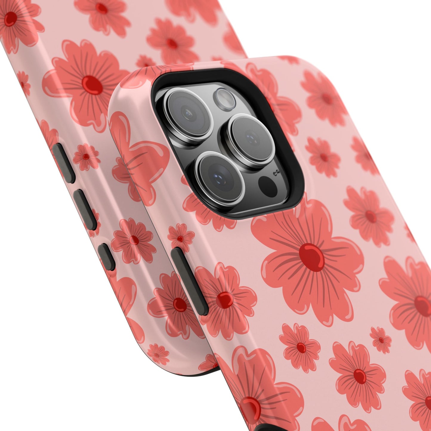 Blush Red Floral Phone Case – MagSafe Compatible for iPhone & Samsung Galaxy